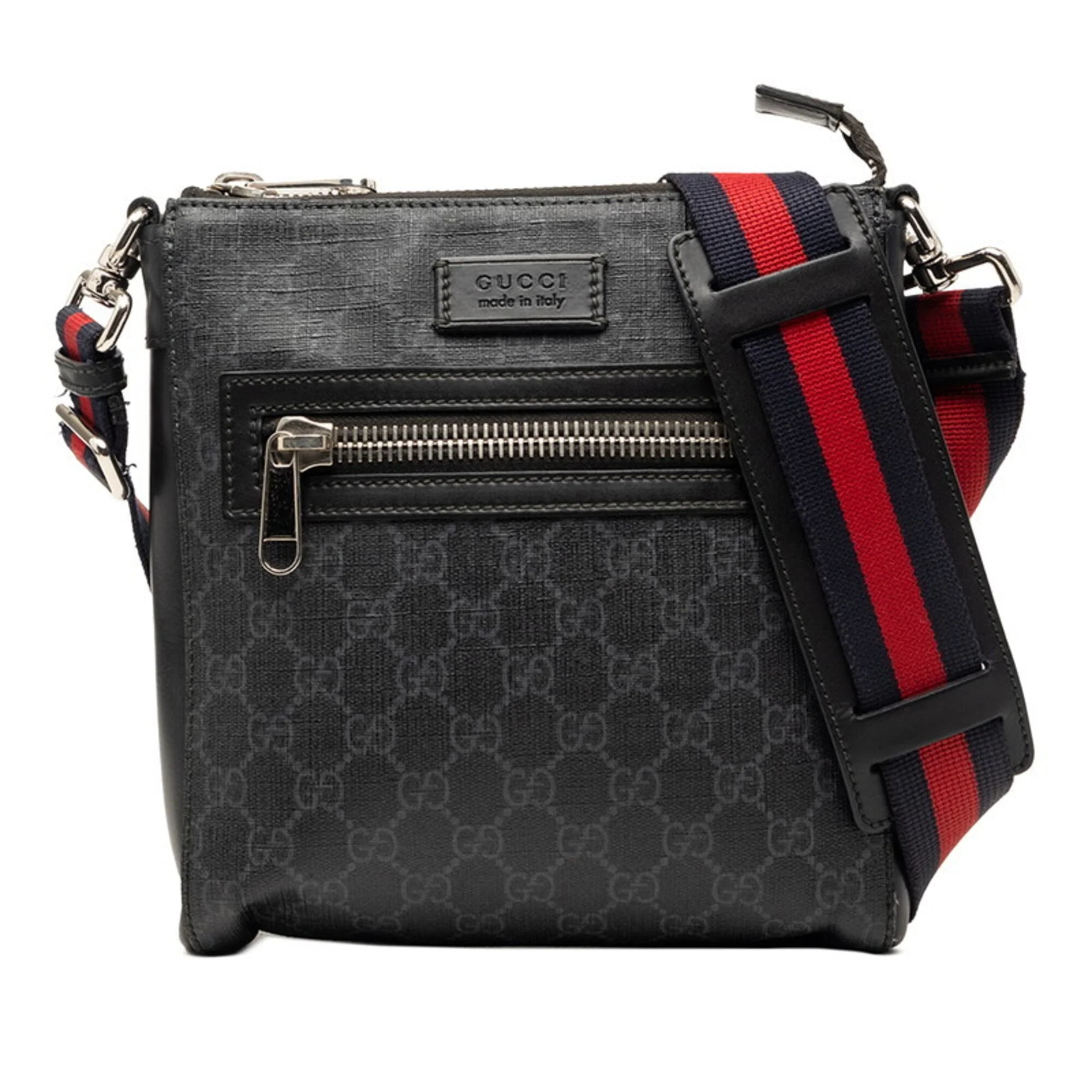 Web Strap Front Zip Messenger Bag GG Coated Canvas Small