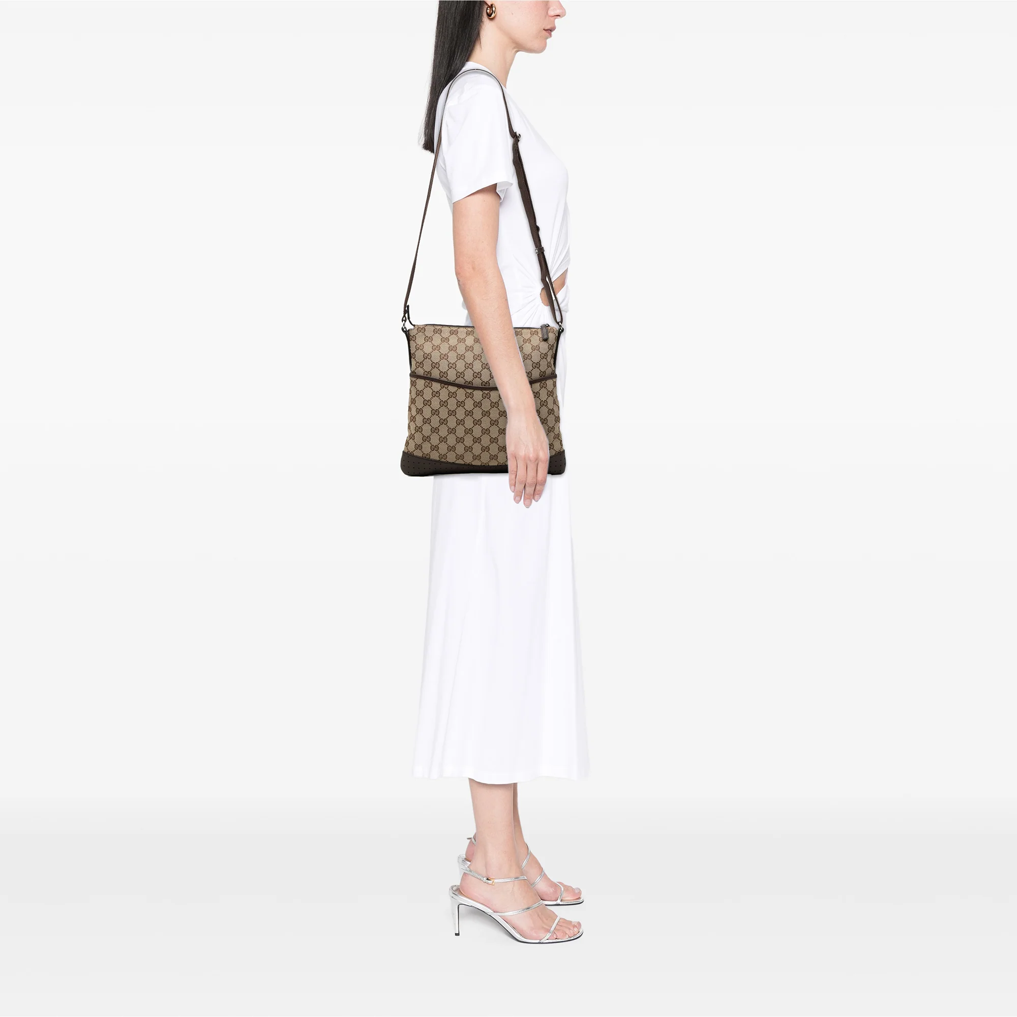 Zip Messenger Bag GG Canvas with Perforated Leather Medium - Image 7