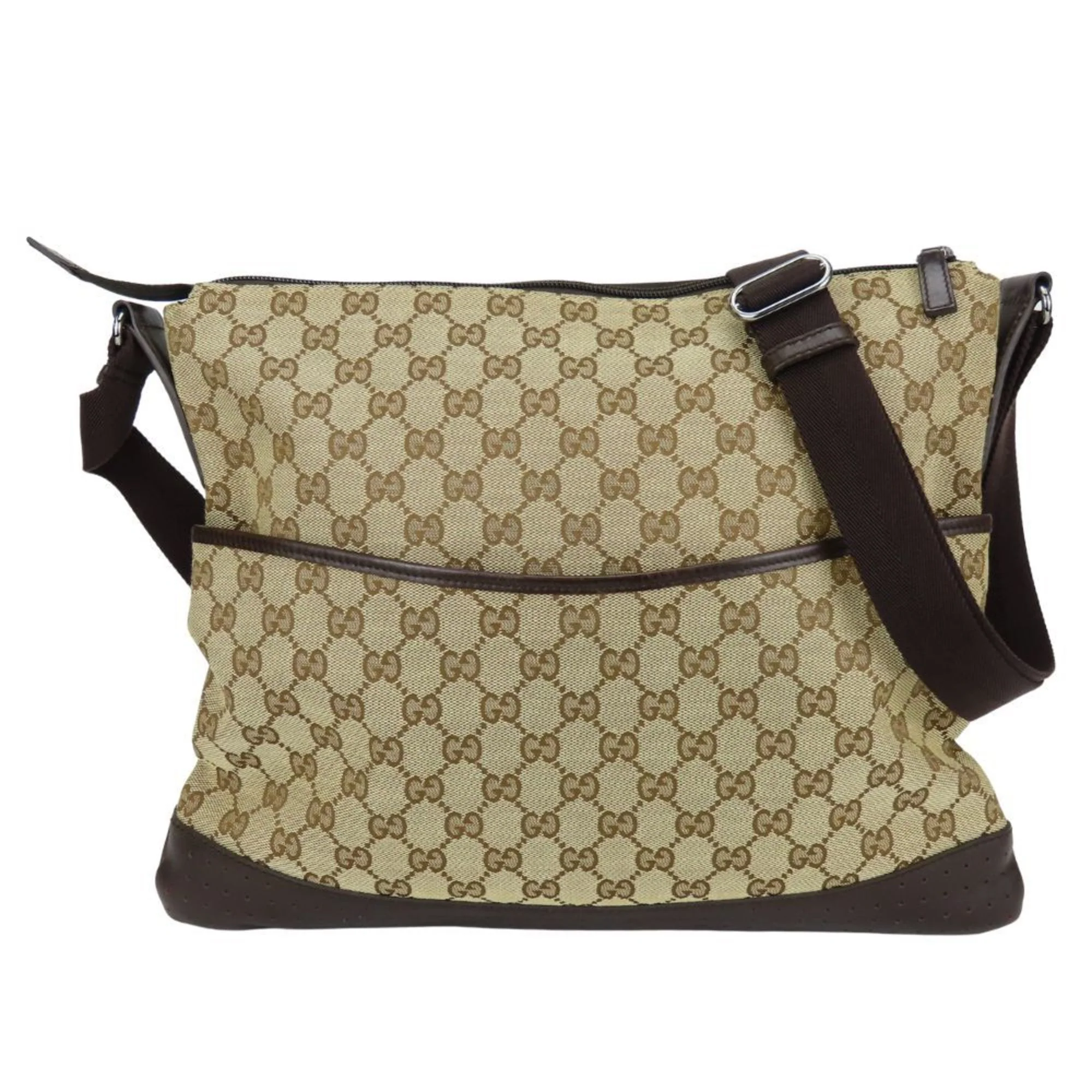 Zip Messenger Bag GG Canvas with Perforated Leather Medium - Image 2