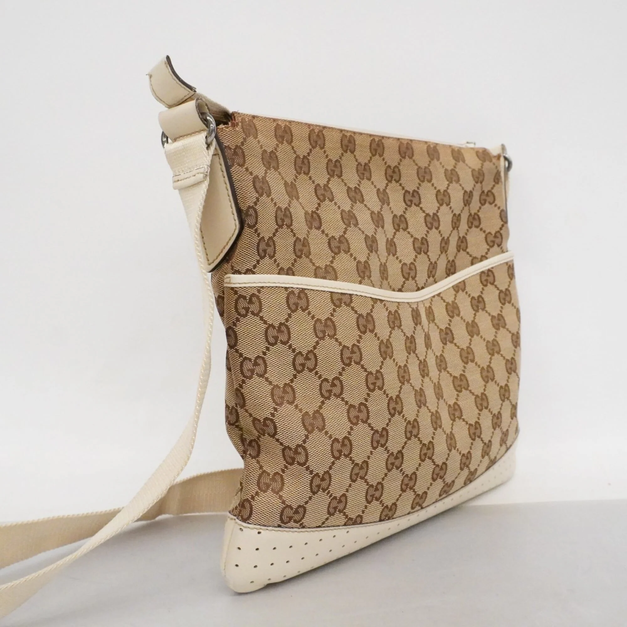 Zip Messenger Bag GG Canvas with Perforated Leather Medium - Image 2