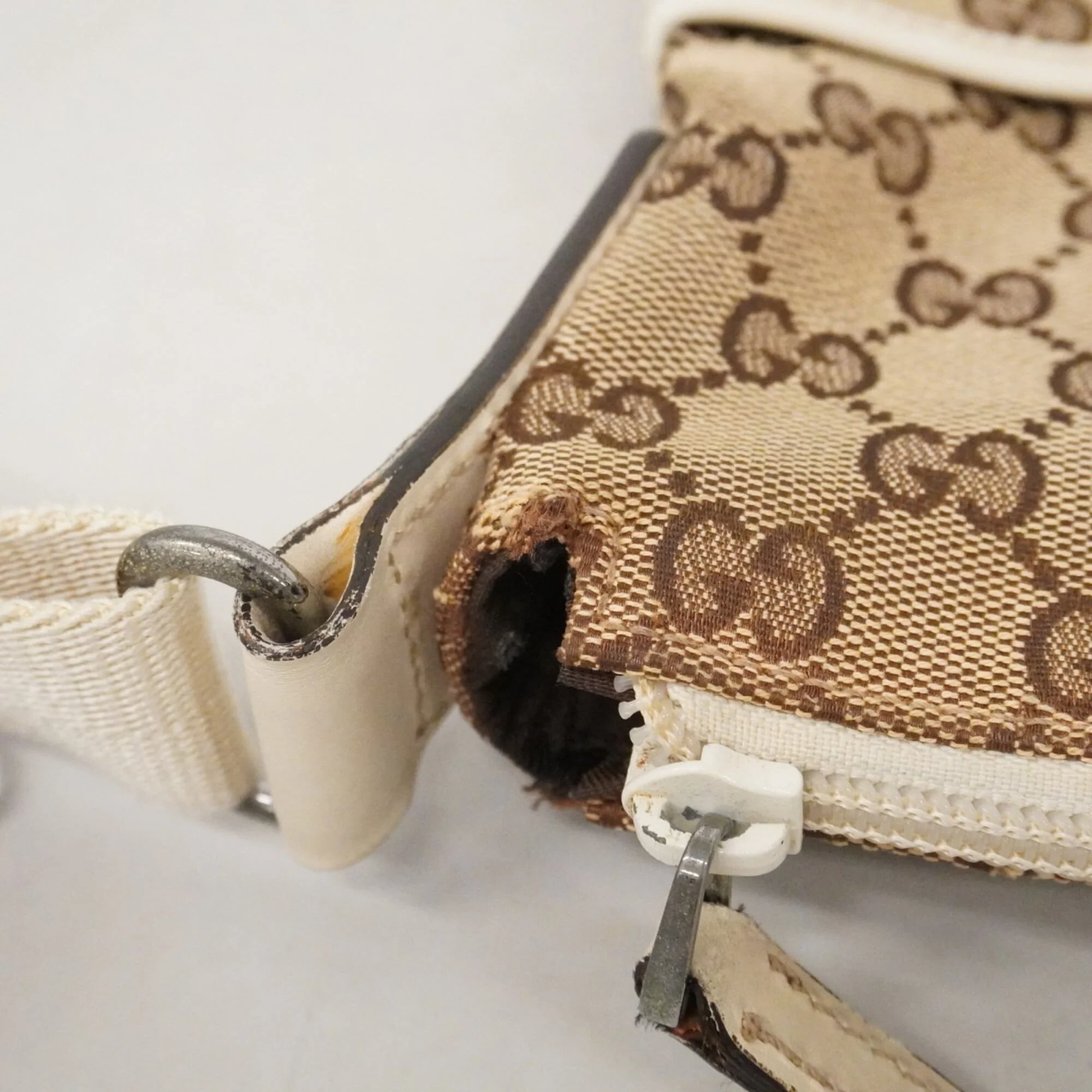 Zip Messenger Bag GG Canvas with Perforated Leather Medium - Image 6