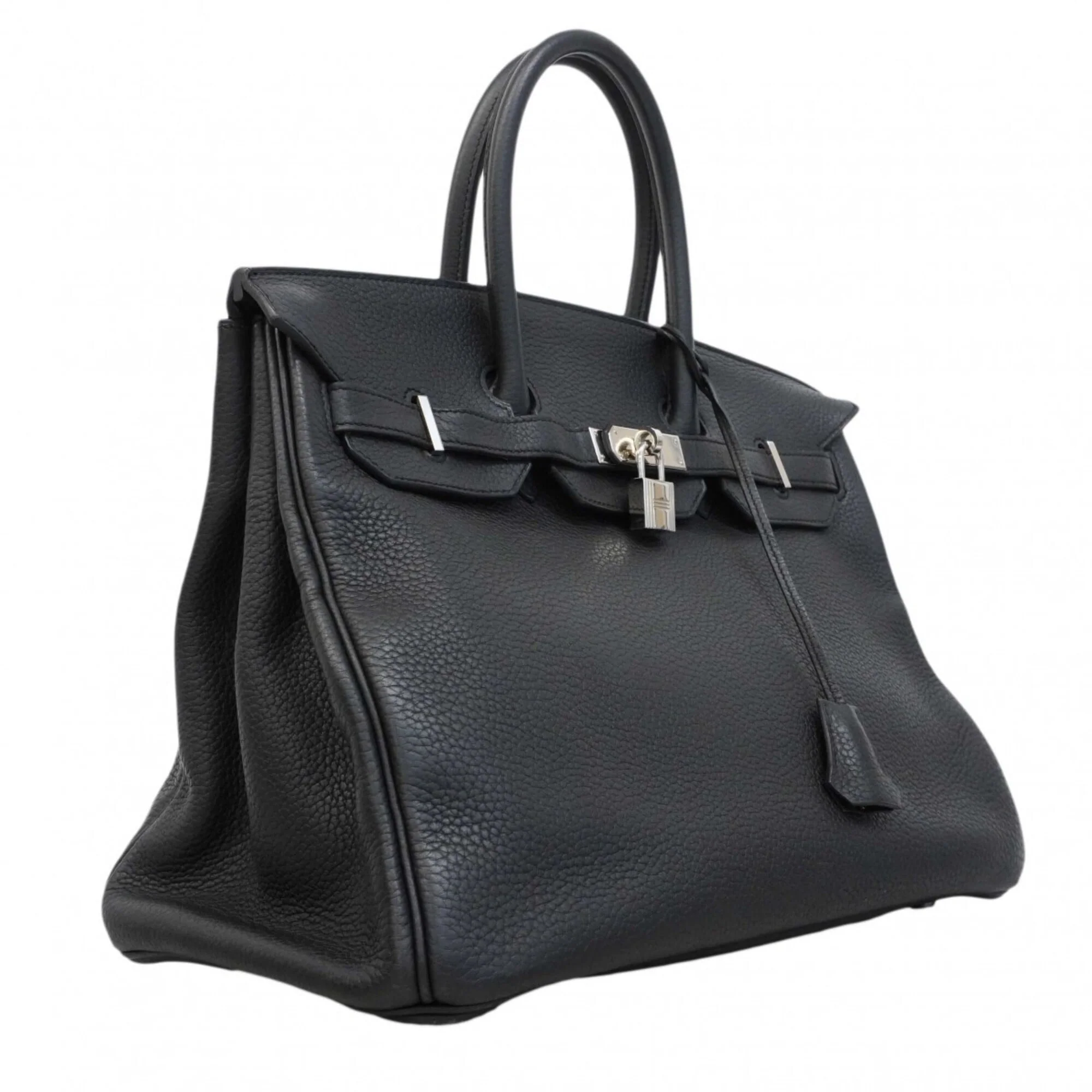 Birkin Handbag Black Clemence with Palladium Hardware 35 - Image 2