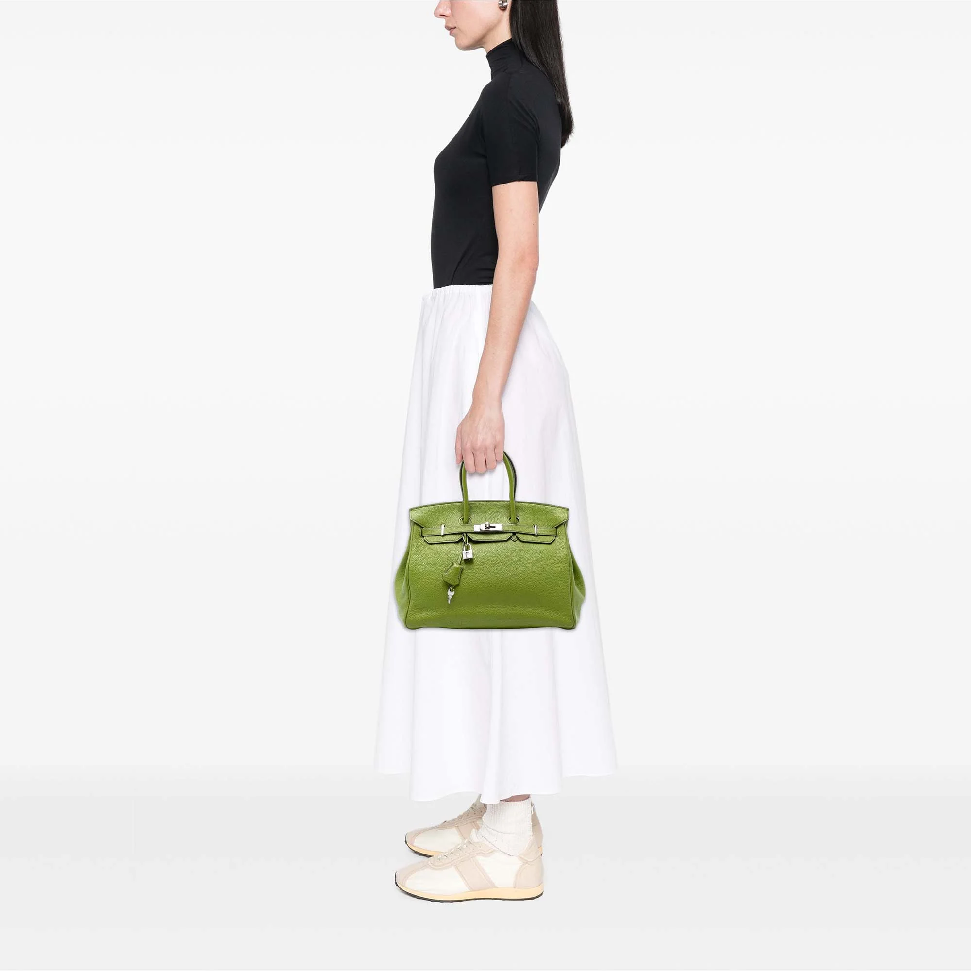Birkin Handbag Green Togo with Palladium Hardware 35 - Image 7