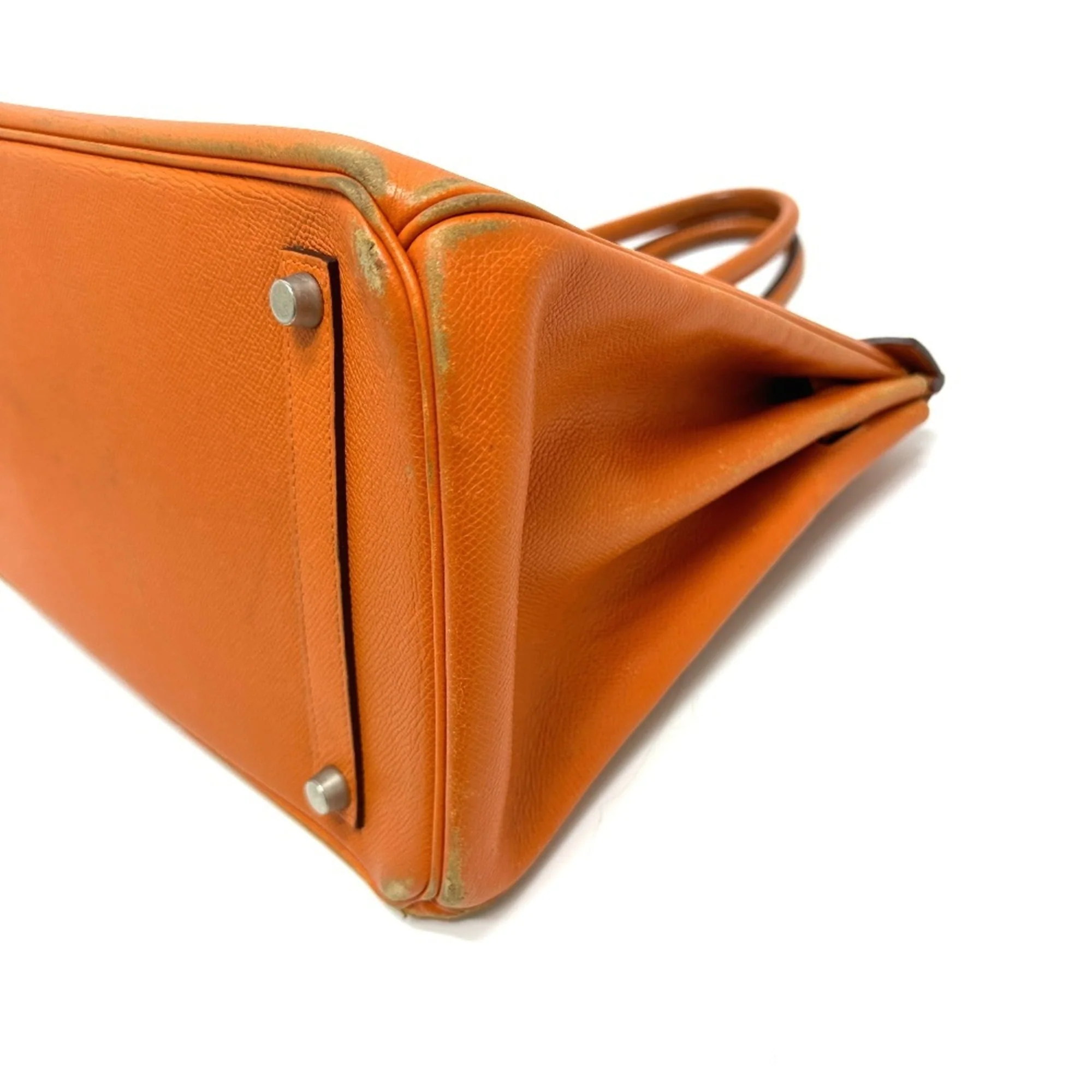 Birkin Handbag Orange Epsom with Palladium Hardware 35 - Image 4