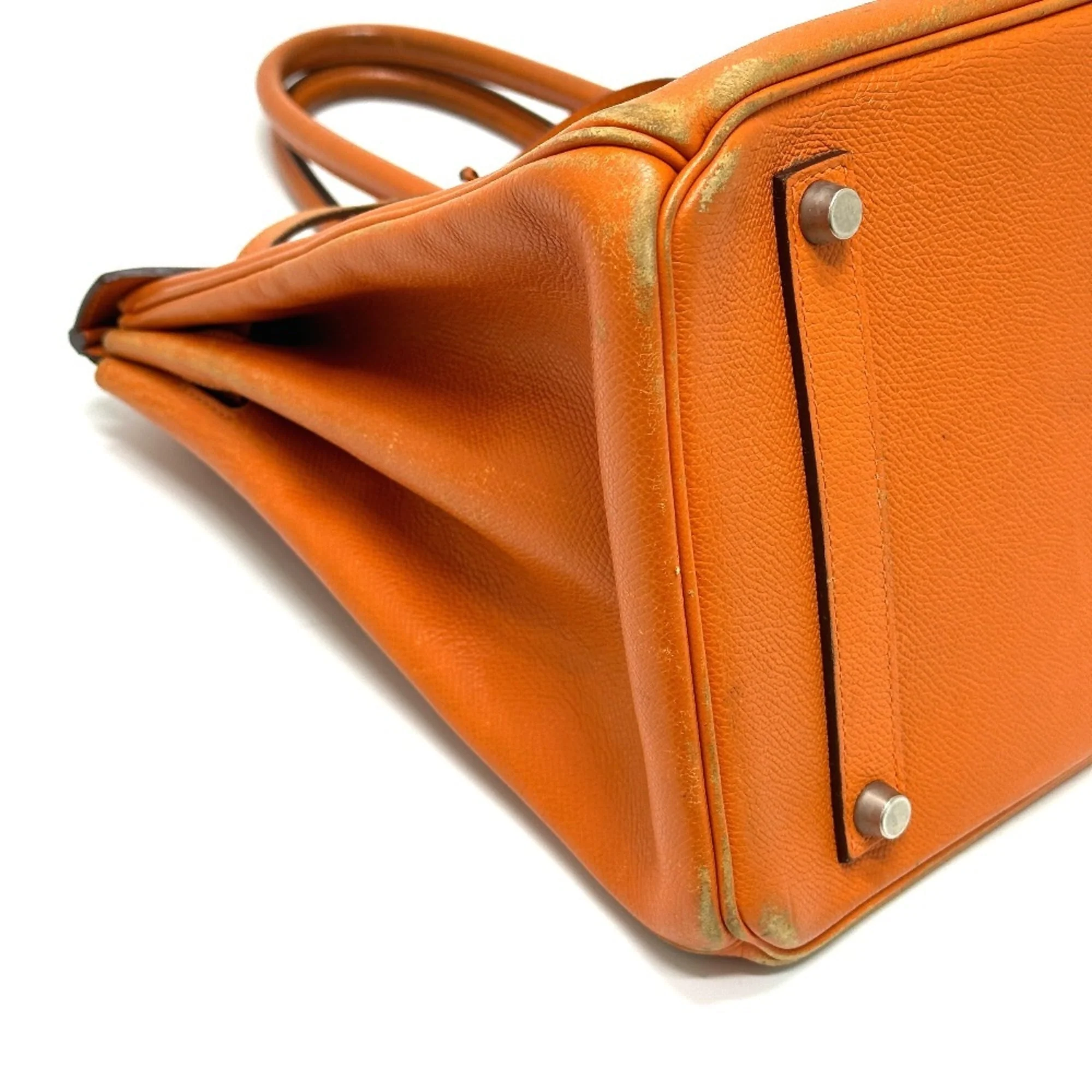 Birkin Handbag Orange Epsom with Palladium Hardware 35 - Image 5
