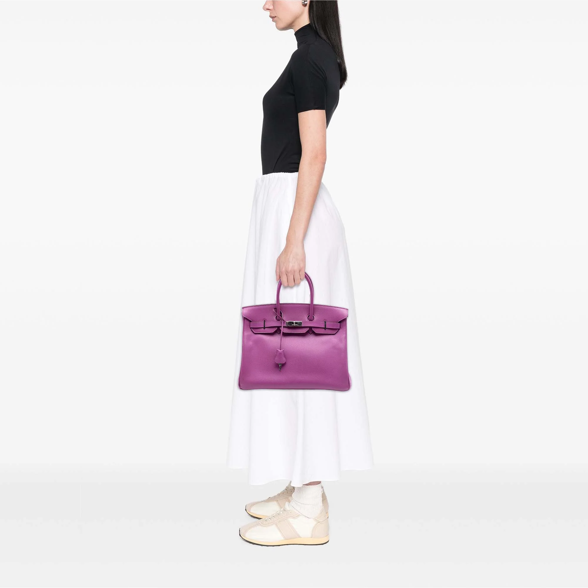 Birkin Handbag Purple Epsom with Palladium Hardware 35 - Image 7