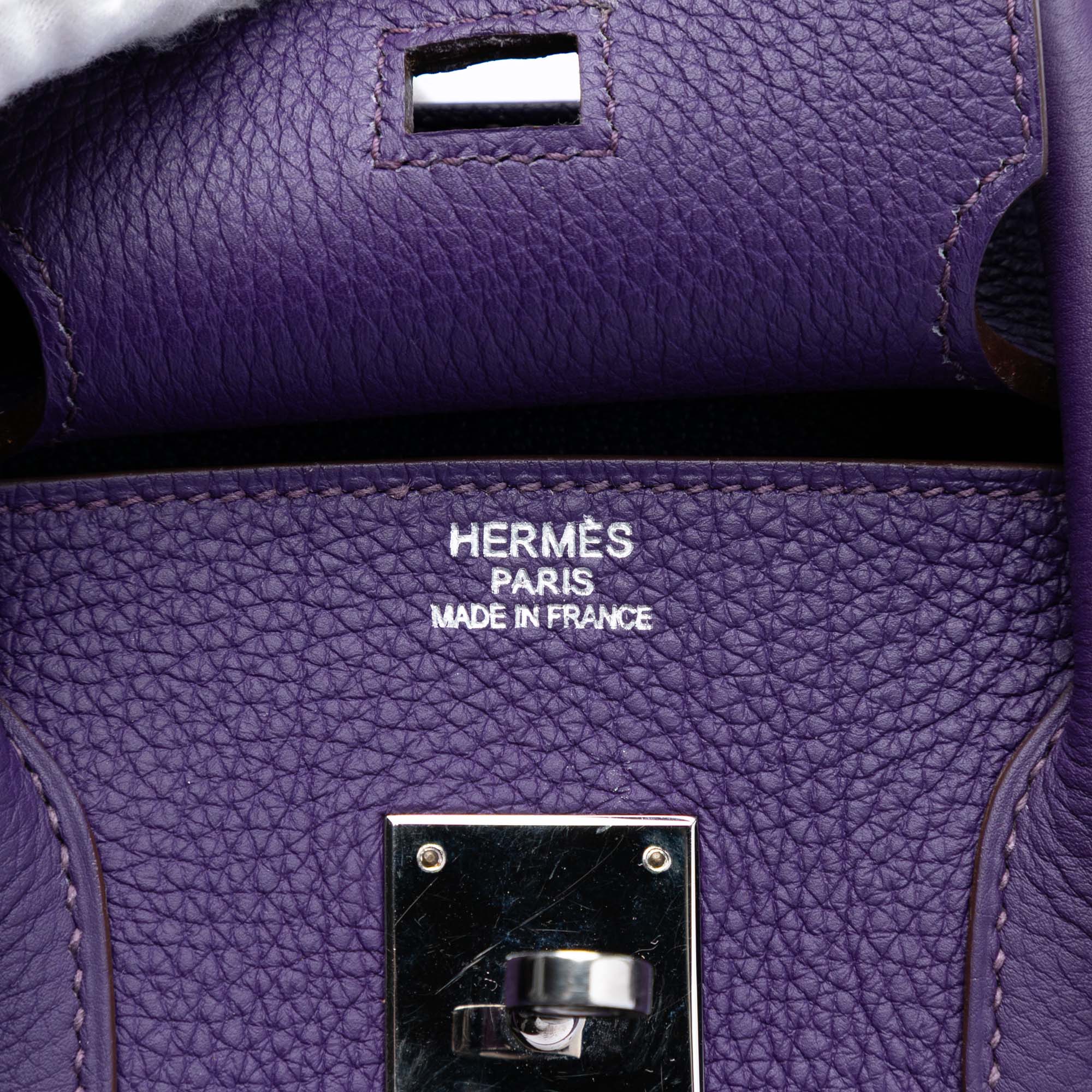 Birkin Handbag Purple Togo with Palladium Hardware 35 - Image 5