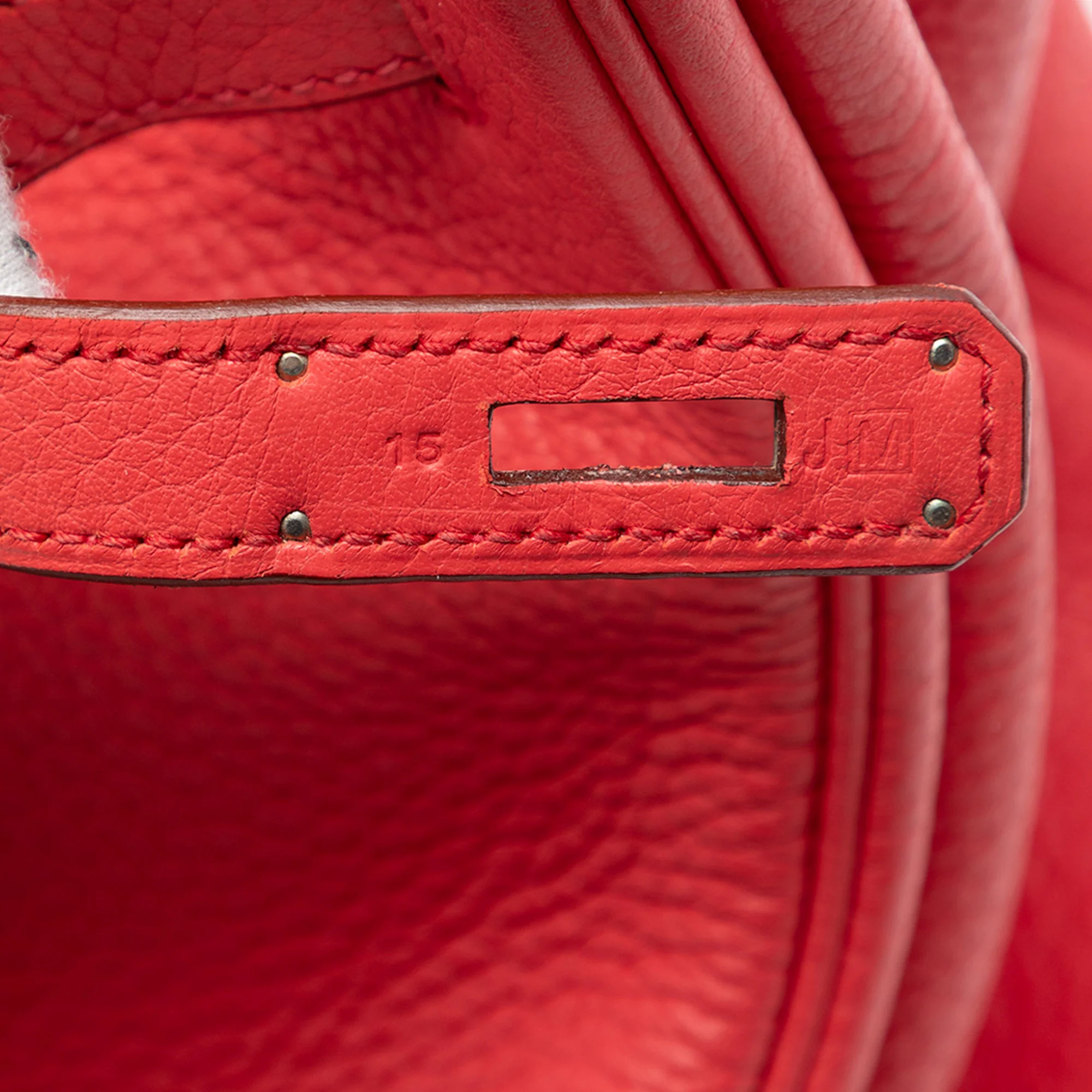 Birkin Handbag Red Clemence with Palladium Hardware 35 - Image 6
