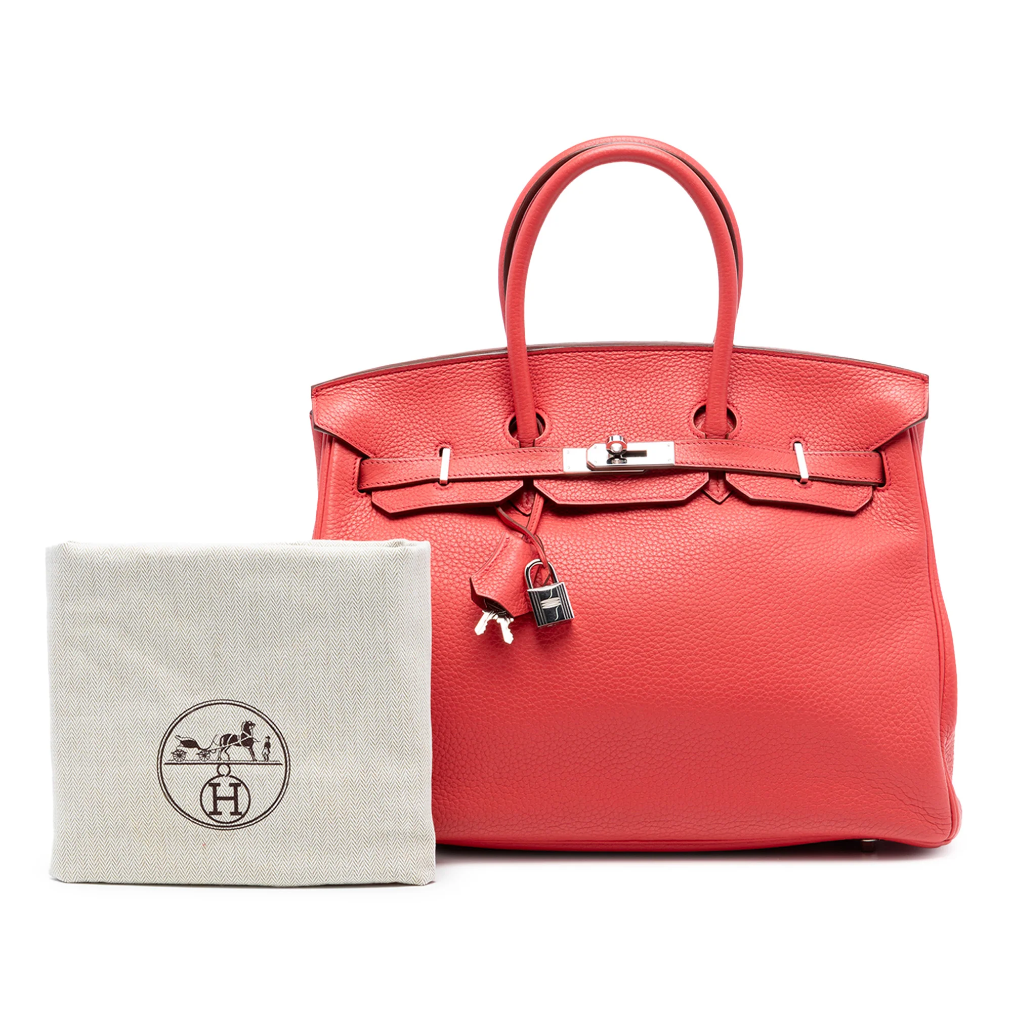 Birkin Handbag Red Clemence with Palladium Hardware 35 - Image 8
