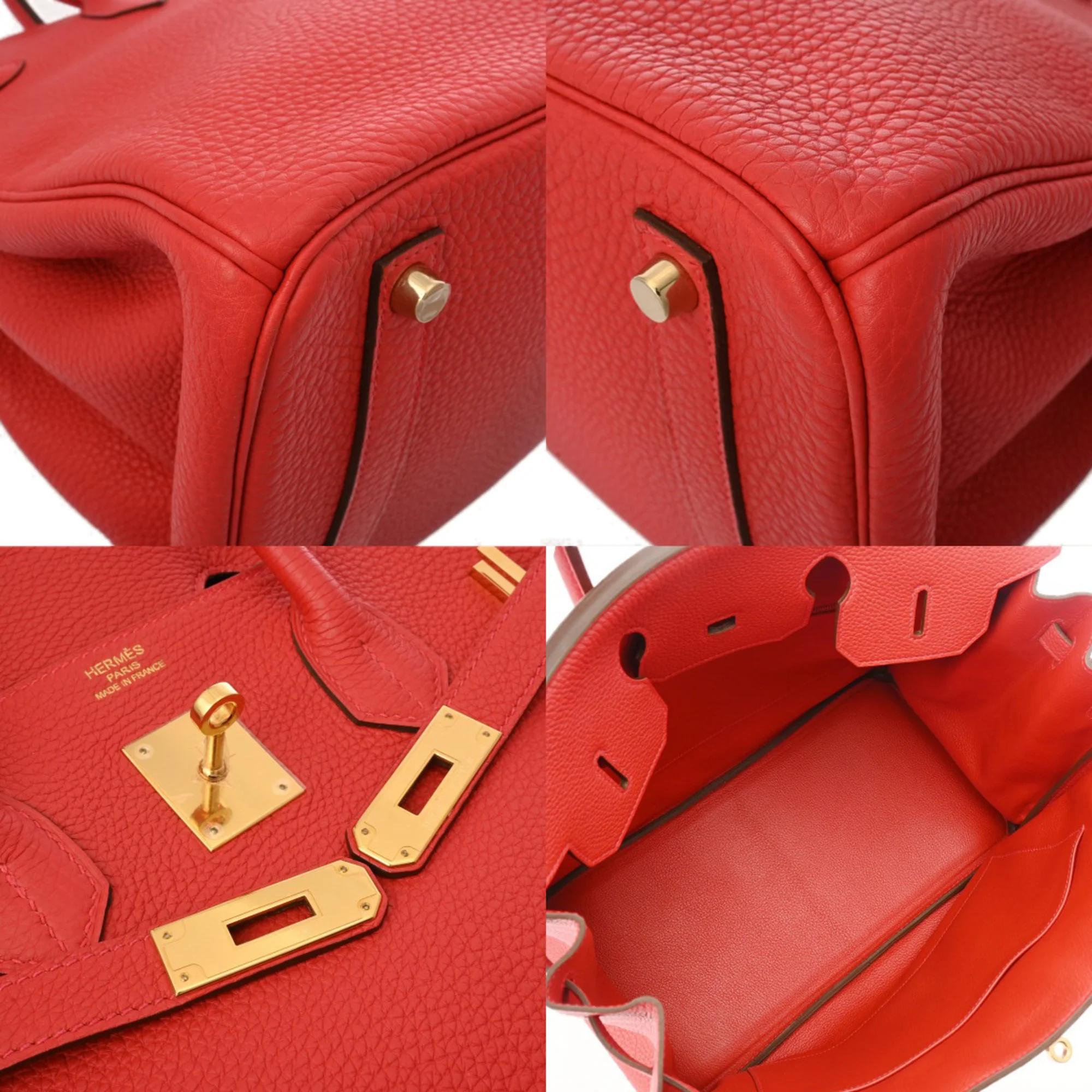 Birkin Handbag Red Togo with Gold Hardware 35 - Image 9