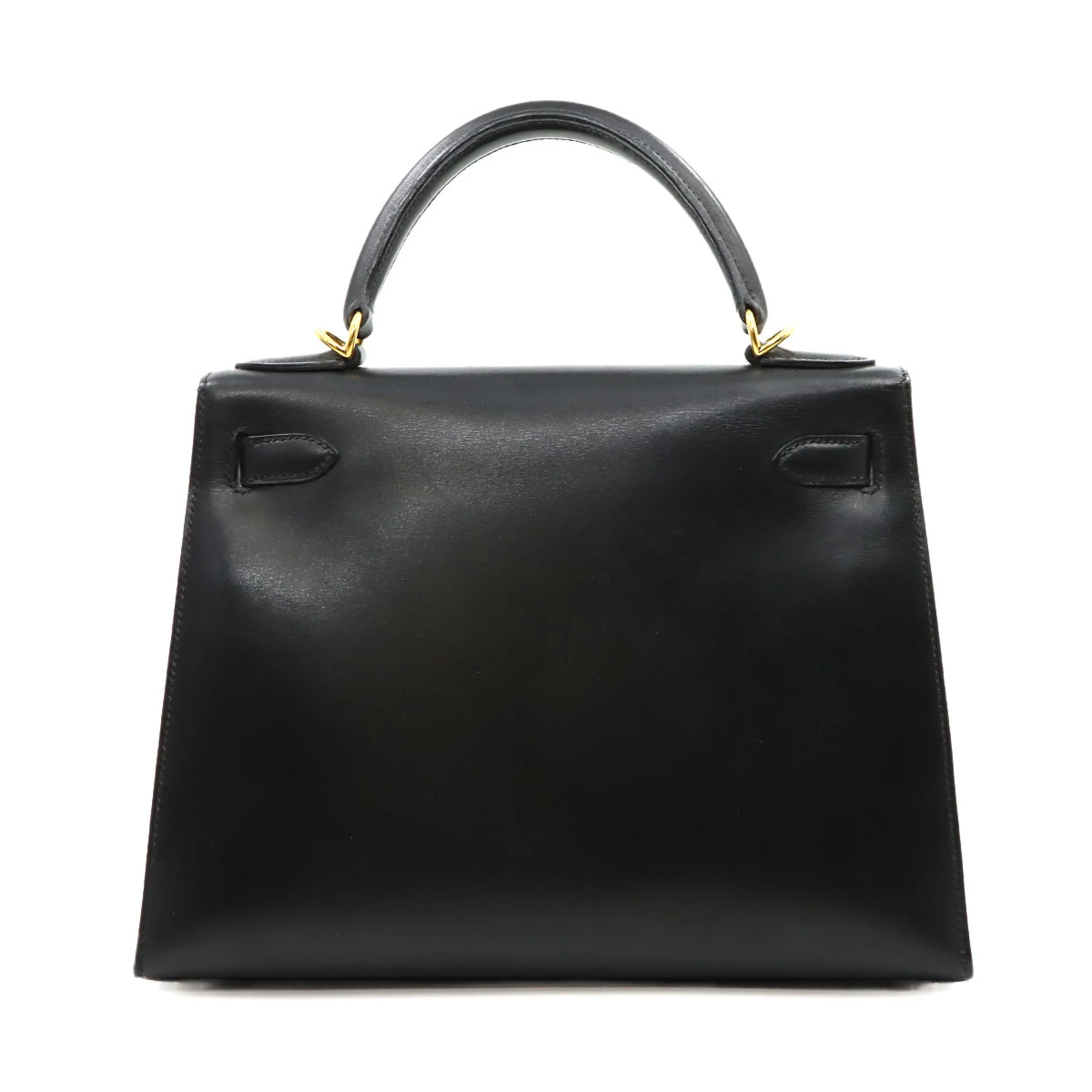 Kelly Handbag Black Box Calf with Gold Hardware 28 - Image 2