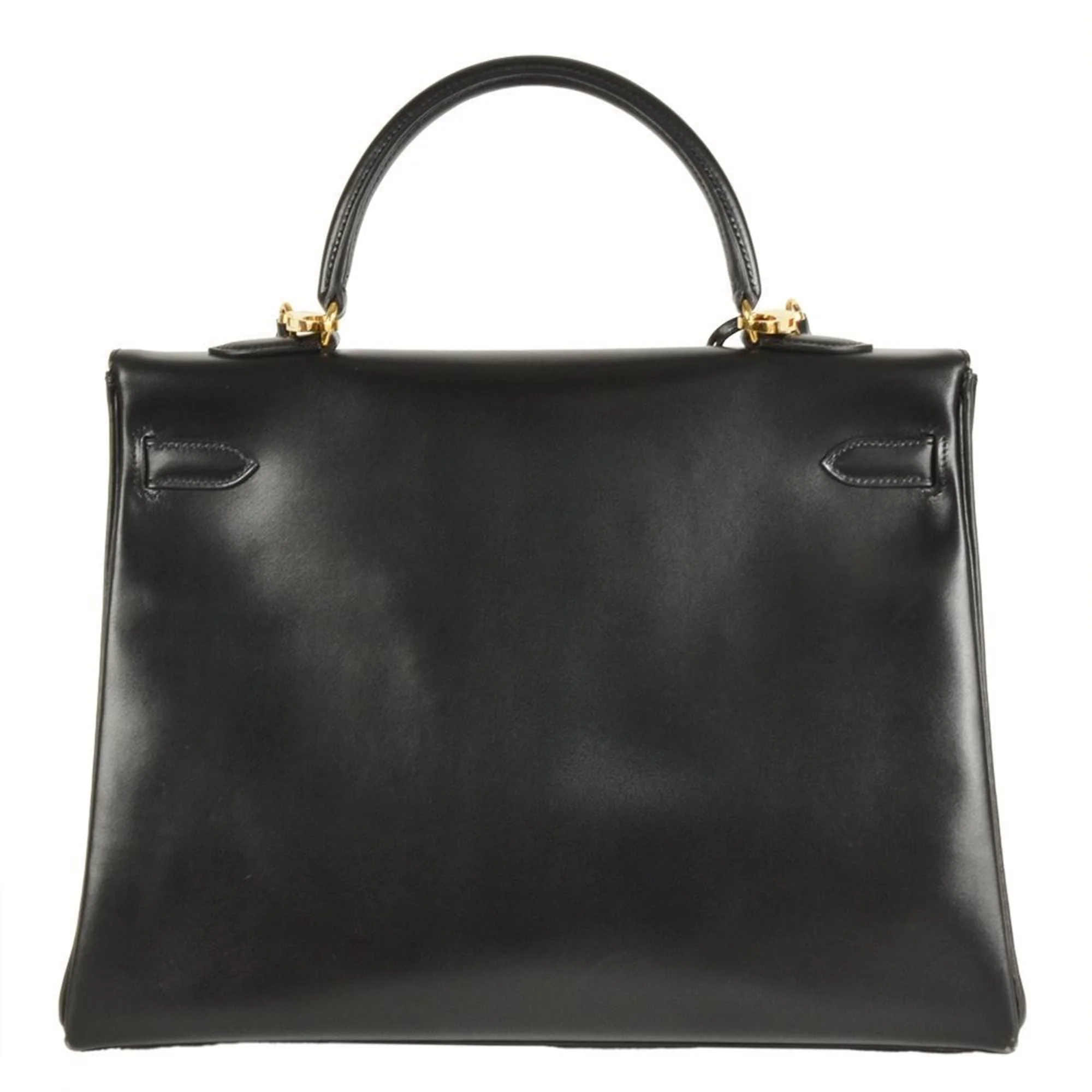 Kelly Handbag Black Box Calf with Gold Hardware 35 - Image 4