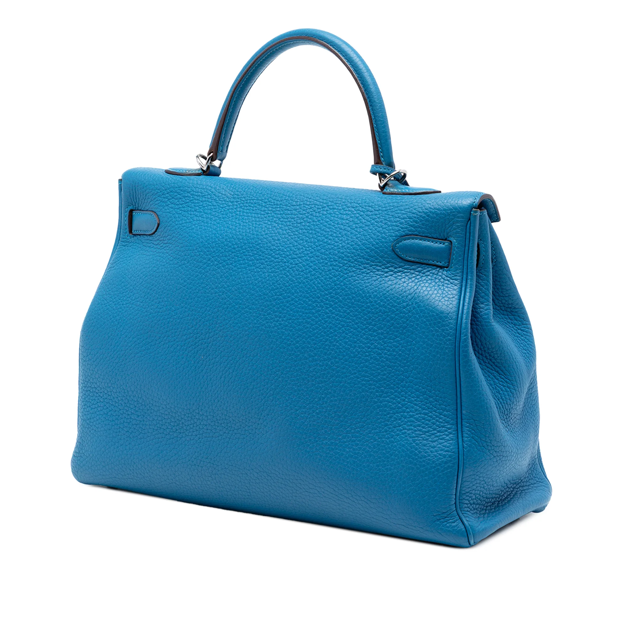 Kelly Handbag Blue Clemence with Palladium Hardware 35 - Image 2