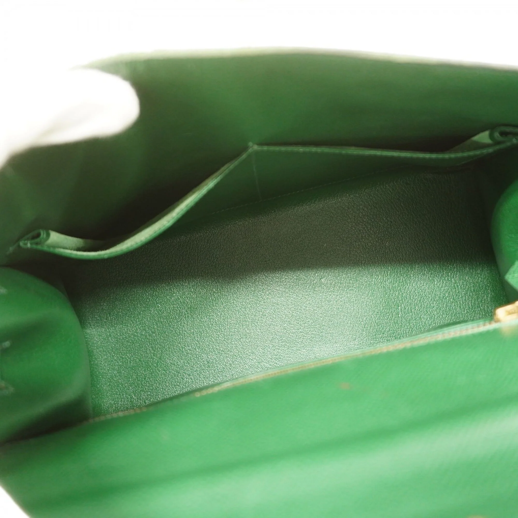 Kelly Handbag Green Courchevel with Gold Hardware 28 - Image 4