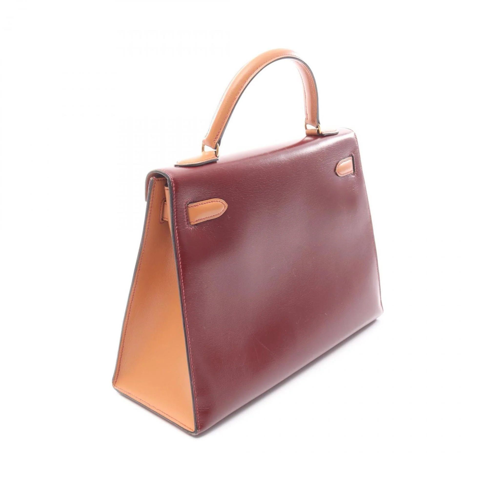 Kelly Handbag Tricolor Box Calf with Gold Hardware 32 - Image 2