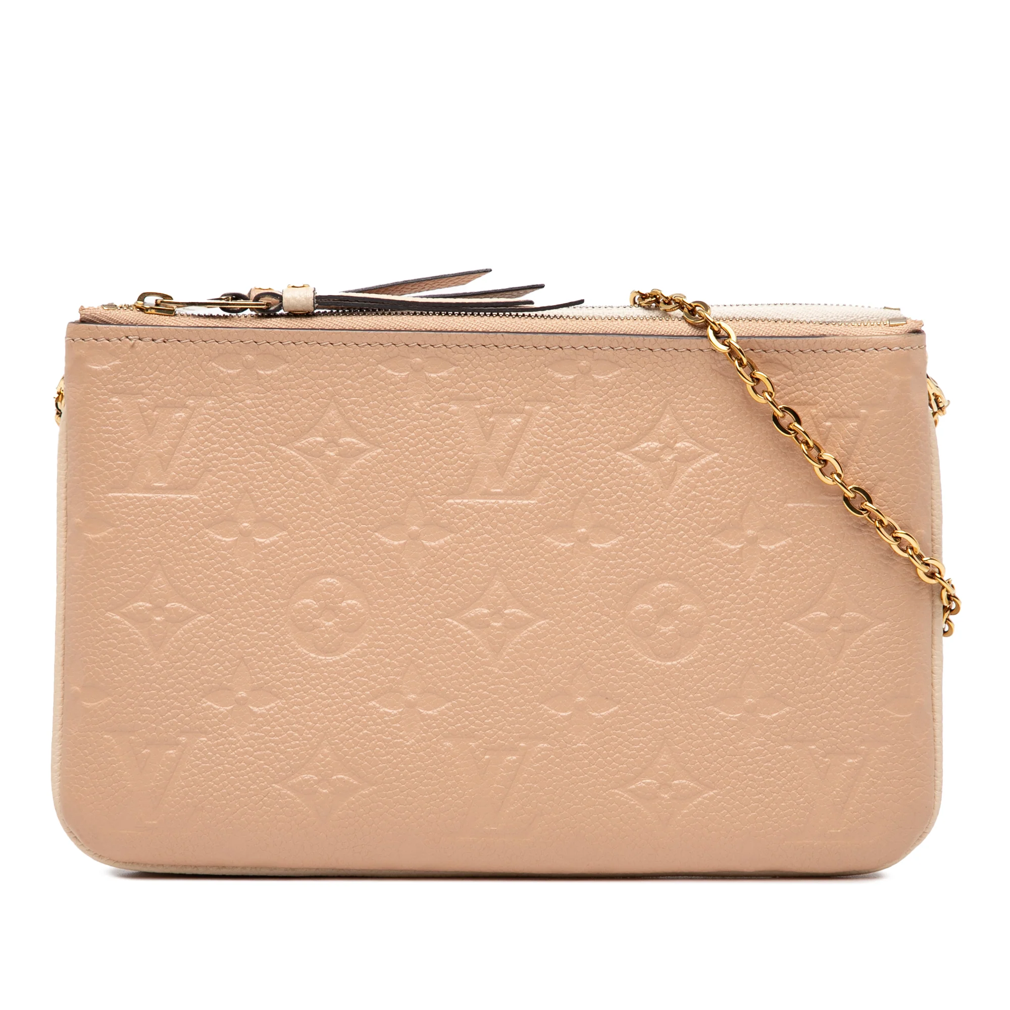 Double Zip Pochette Monogram Empreinte Leather