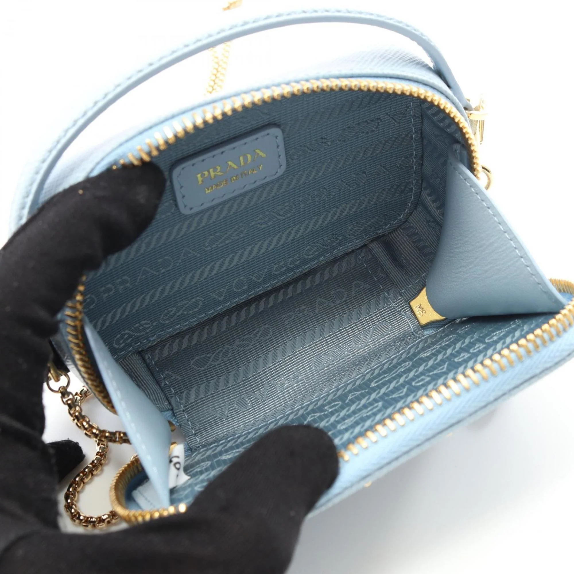 Triangle Logo Zip Around Shoulder Bag Saffiano Leather - Image 4