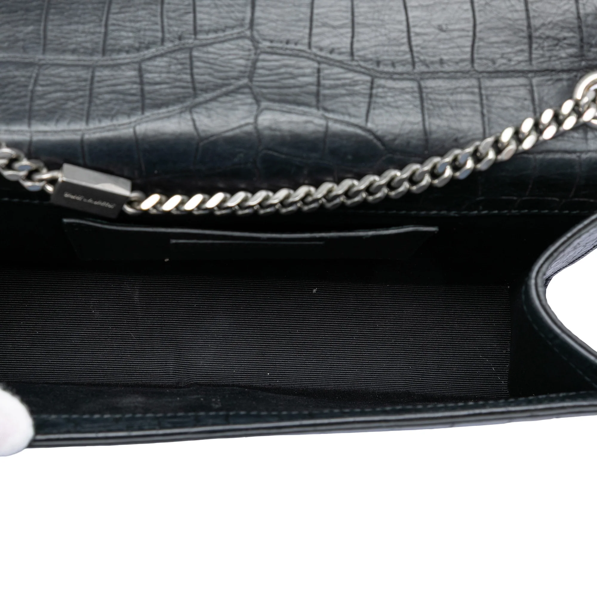 Classic Monogram Tassel Crossbody Bag Crocodile Embossed Leather Medium - Image 4
