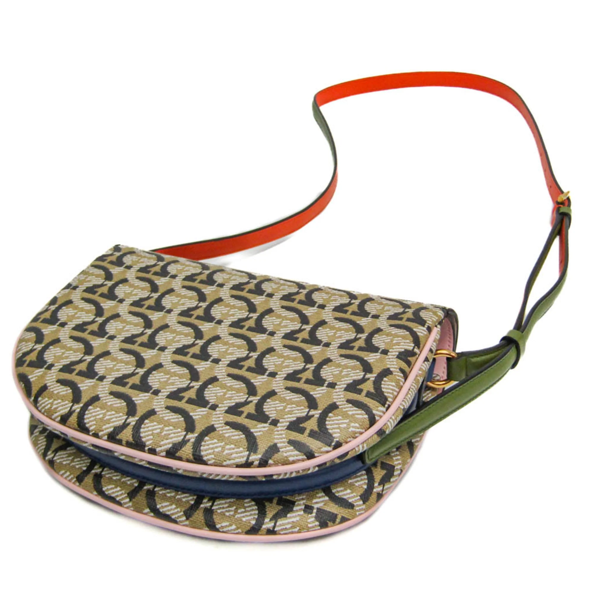 Double Flap Saddle Crossbody Bag Gancini Coated Canvas - Image 3