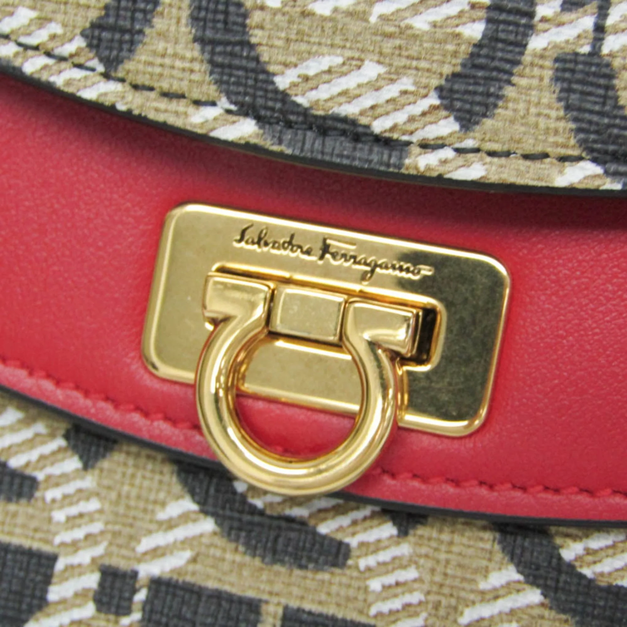Double Flap Saddle Crossbody Bag Gancini Coated Canvas - Image 9