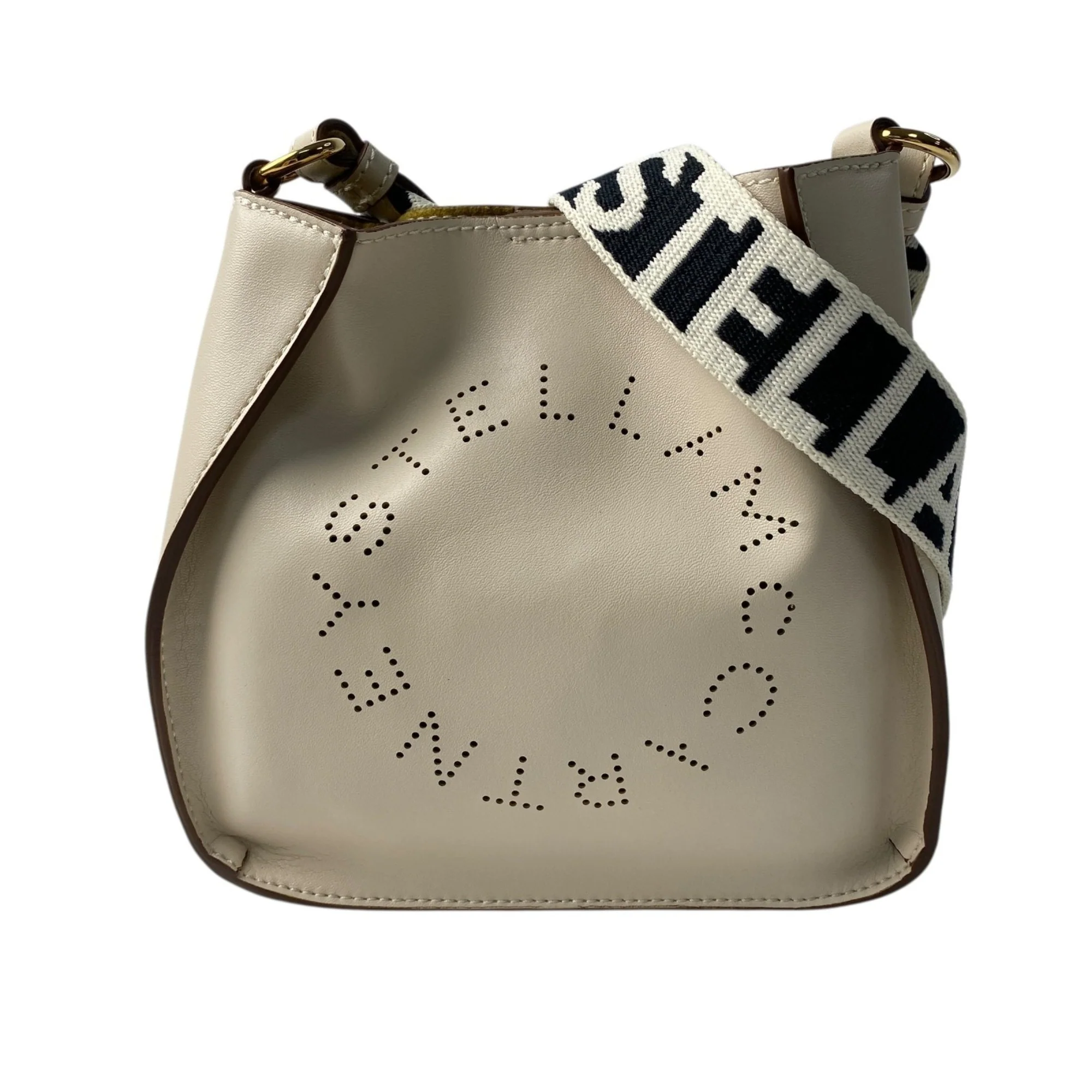 Logo Crossbody Bag Perforated Faux Leather Mini