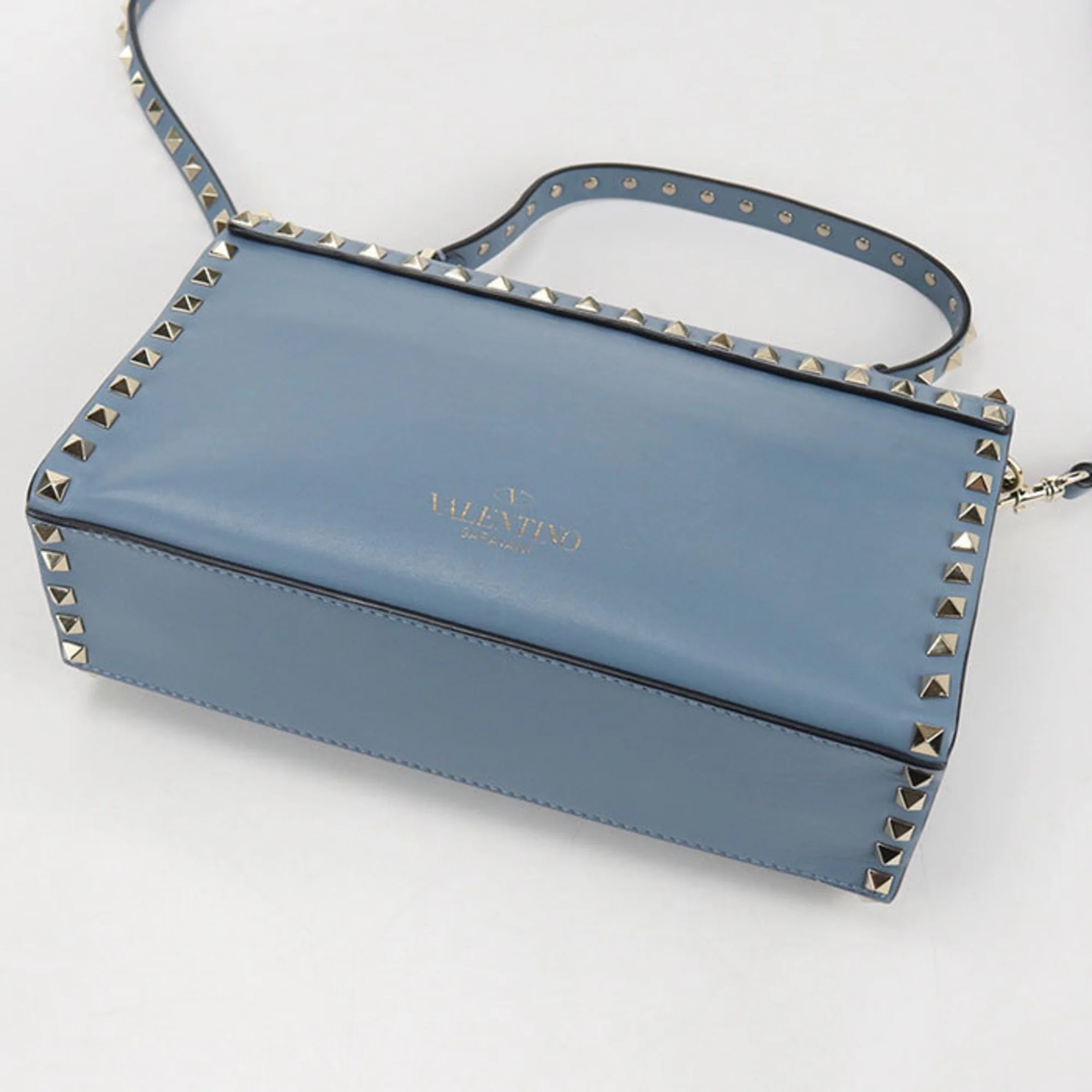Rockstud Flip Lock Top Handle Bag Leather Small - Image 2