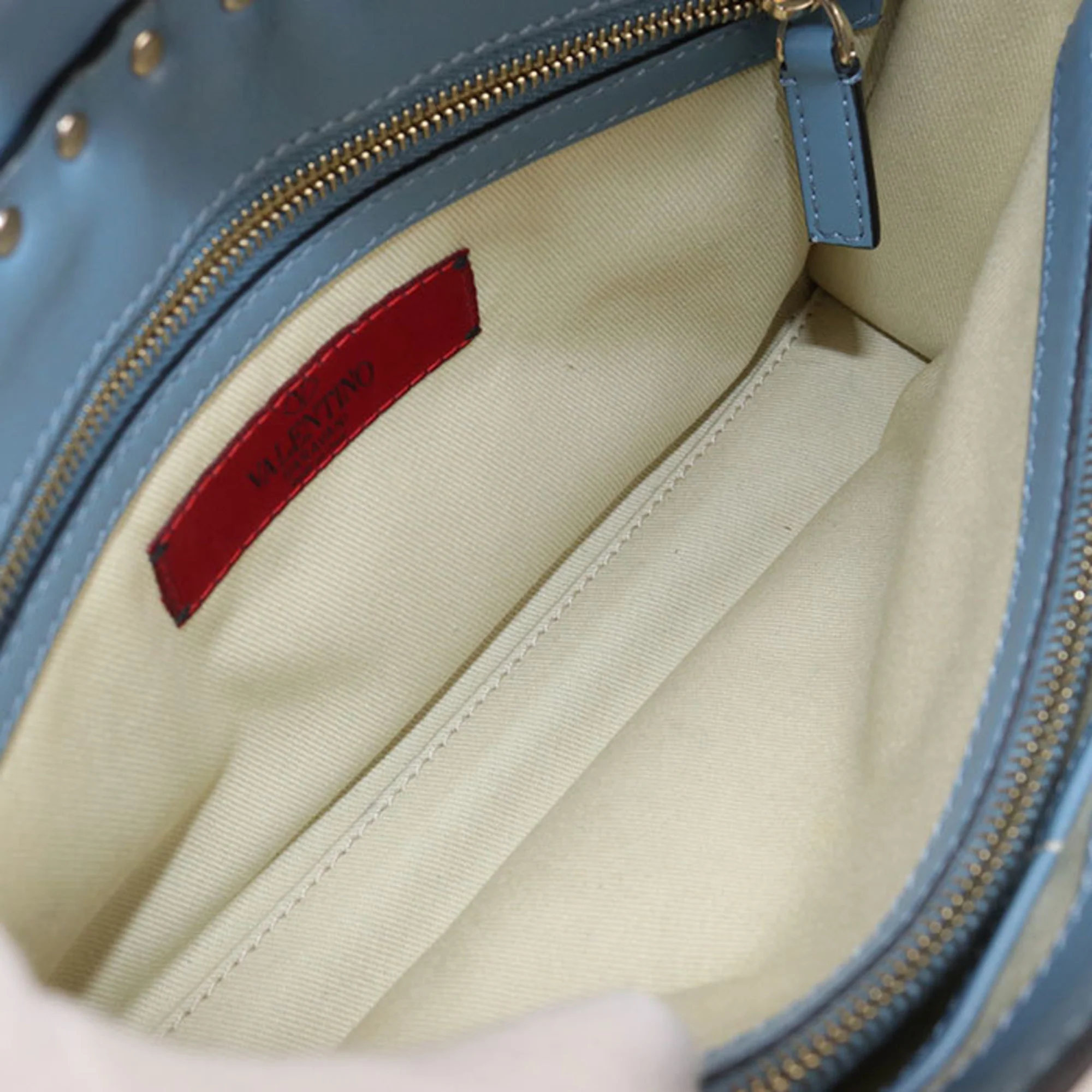 Rockstud Flip Lock Top Handle Bag Leather Small - Image 3