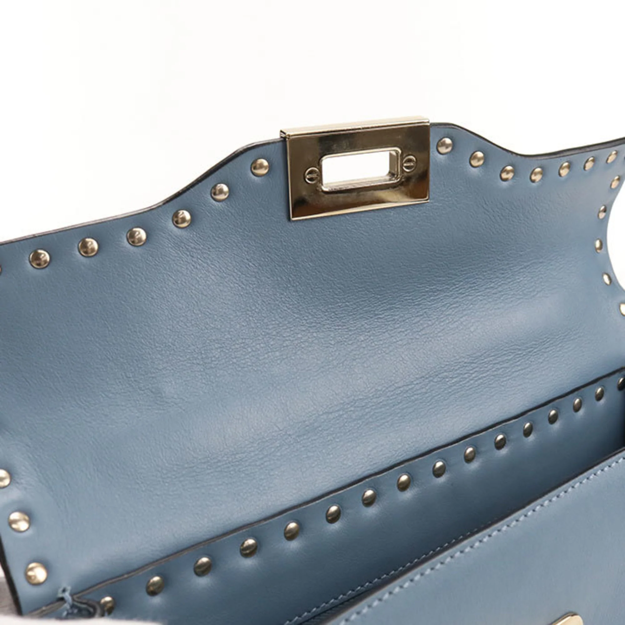 Rockstud Flip Lock Top Handle Bag Leather Small - Image 6
