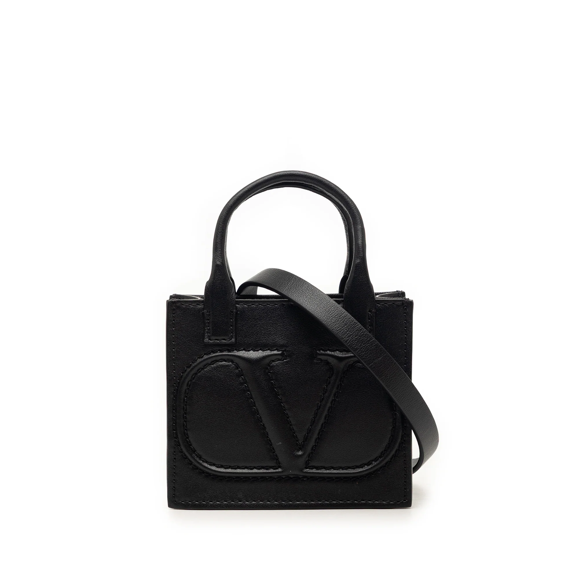 VLogo Signature Pouch Tote Leather Mini