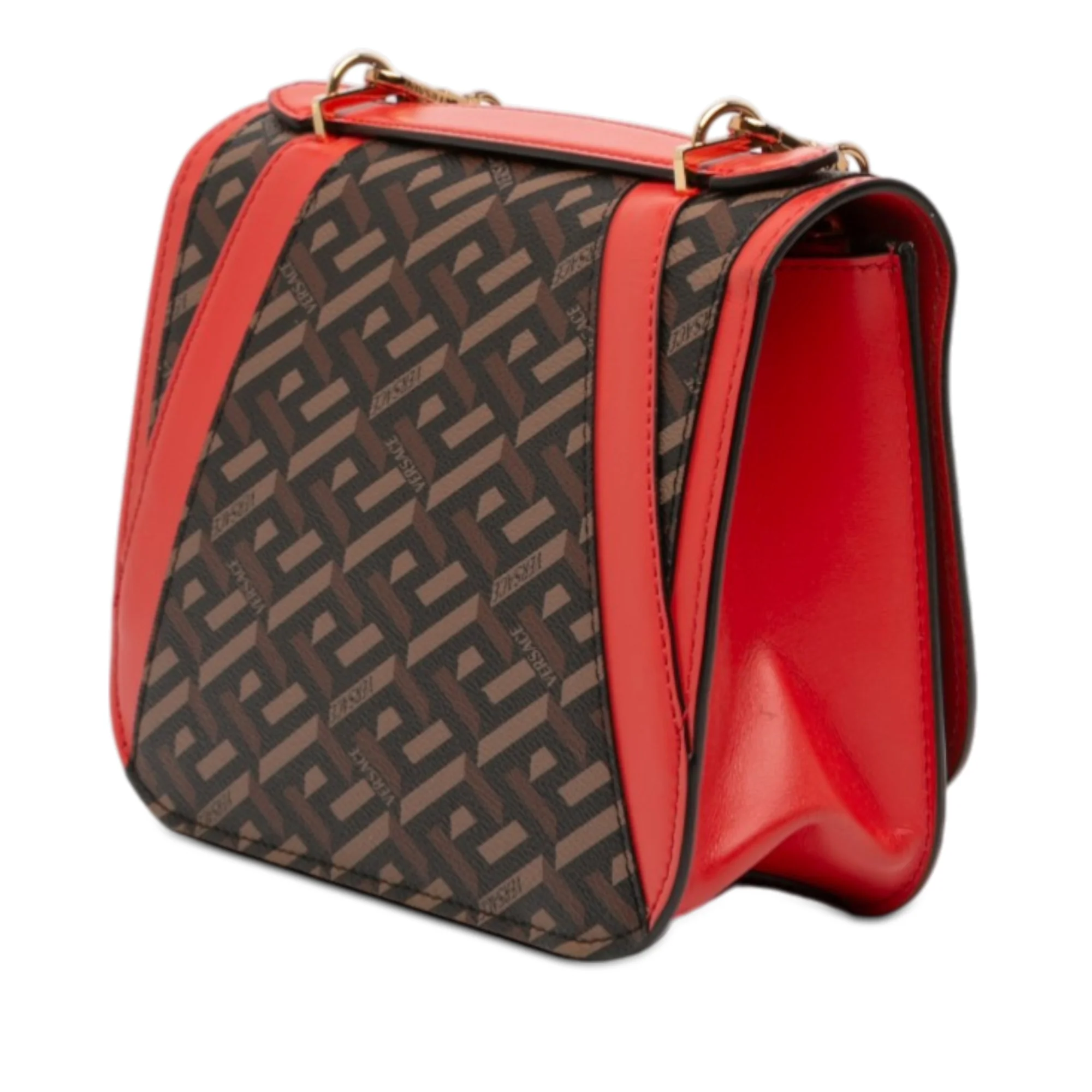 Virtus Chain Flap Shoulder Bag Printed Canvas and Leather Medium - Image 2