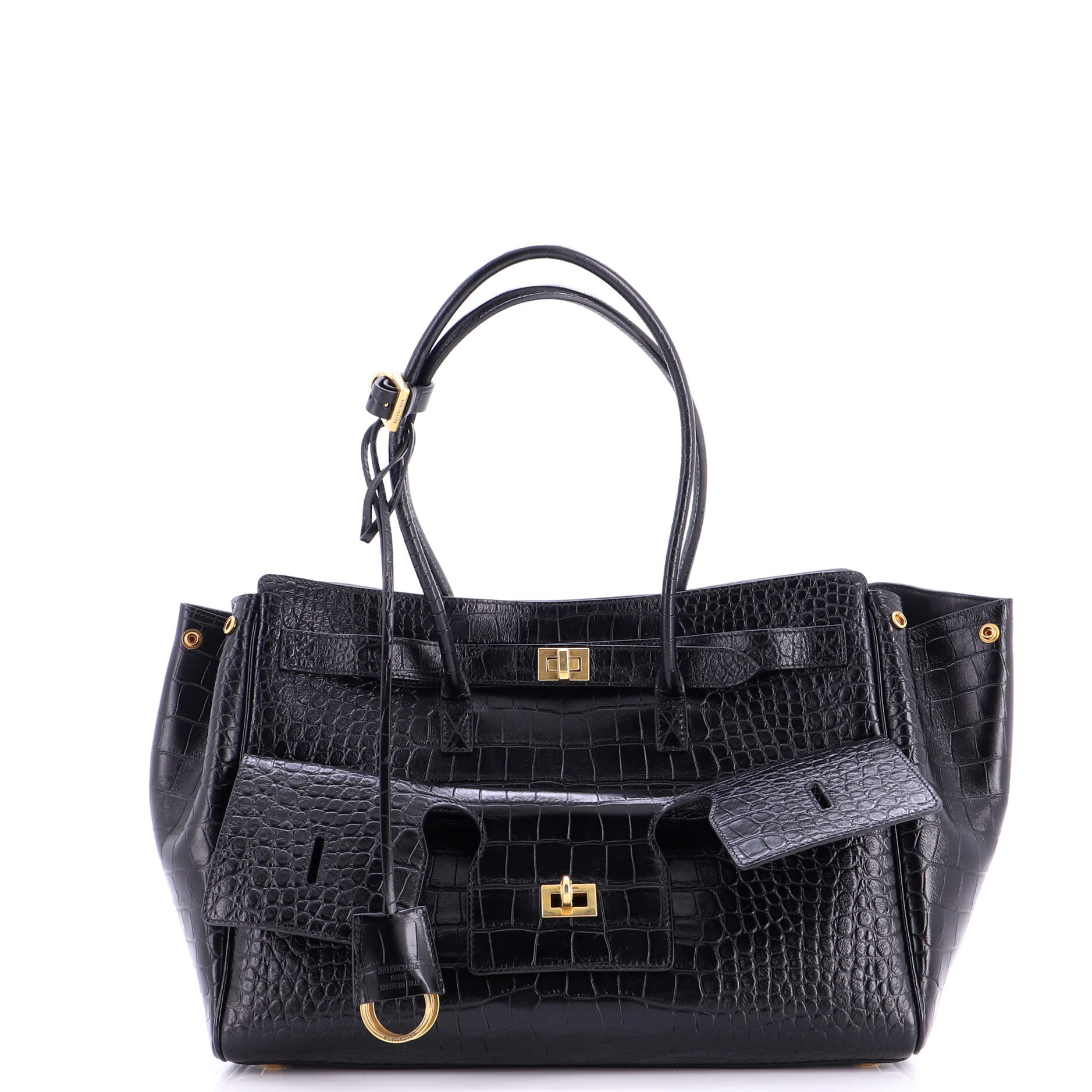 Bel Air Carry All Bag Crocodile Embossed Leather Medium