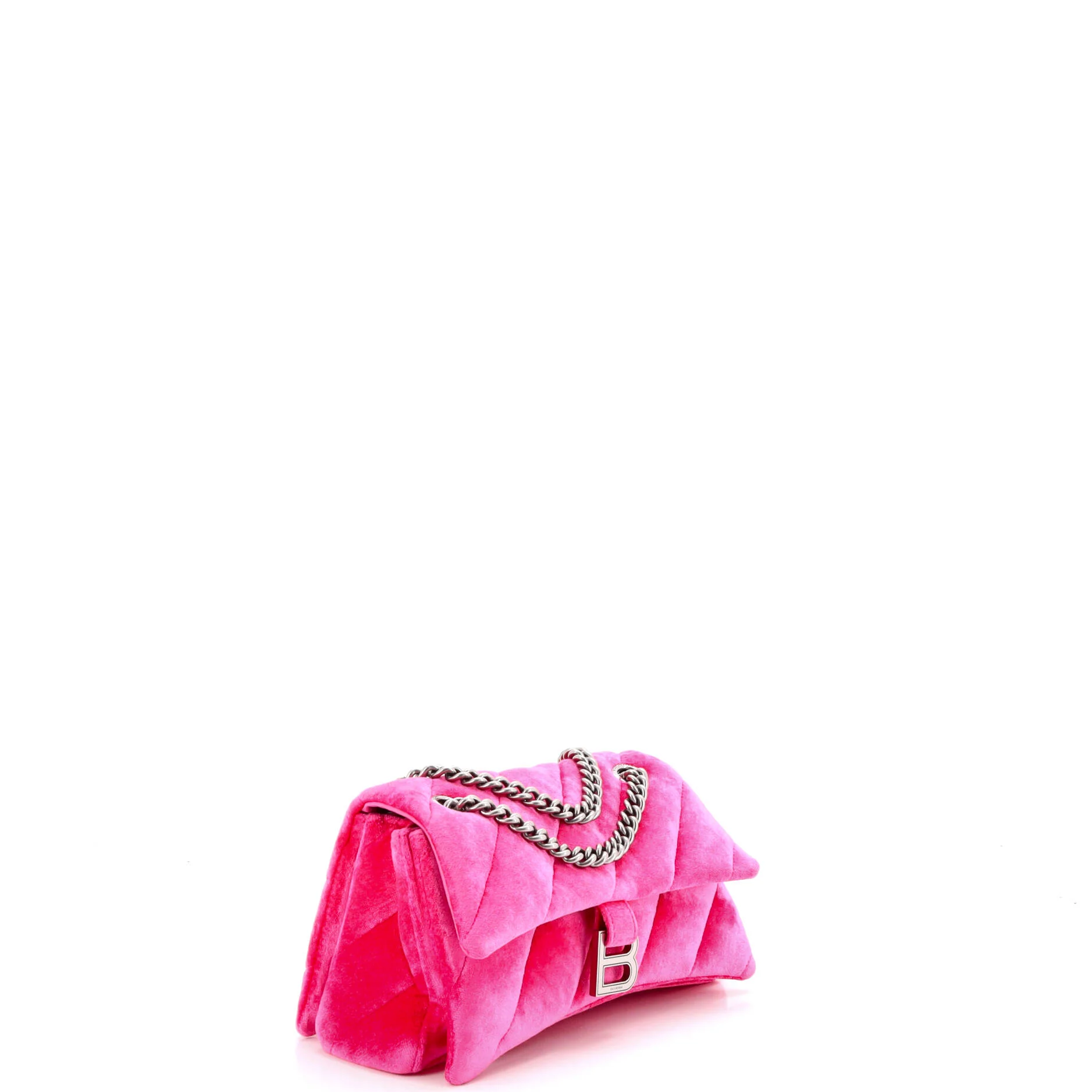 Crush Chain Flap Bag Quilted Velvet Medium - Image 2