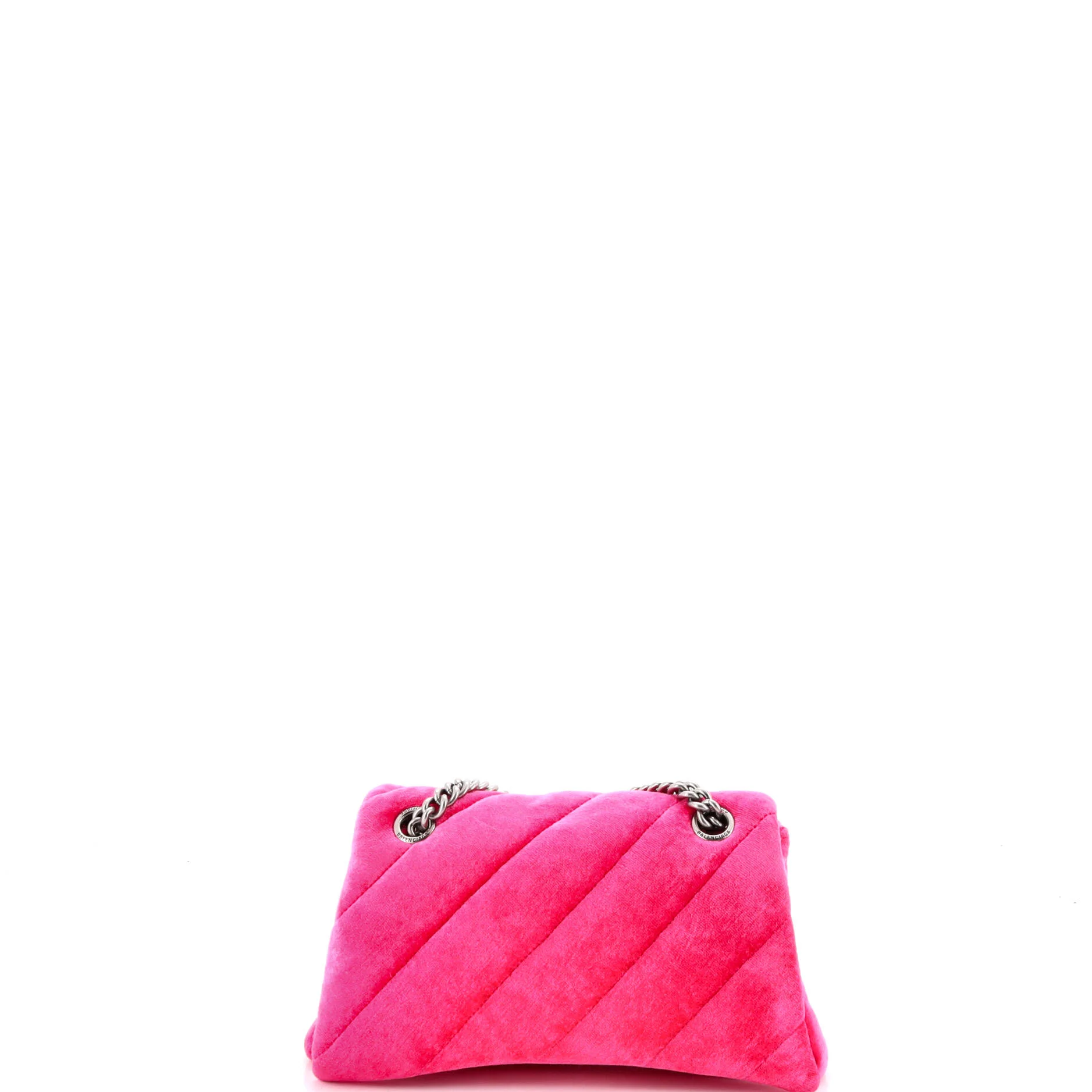 Crush Chain Flap Bag Quilted Velvet Medium - Image 3