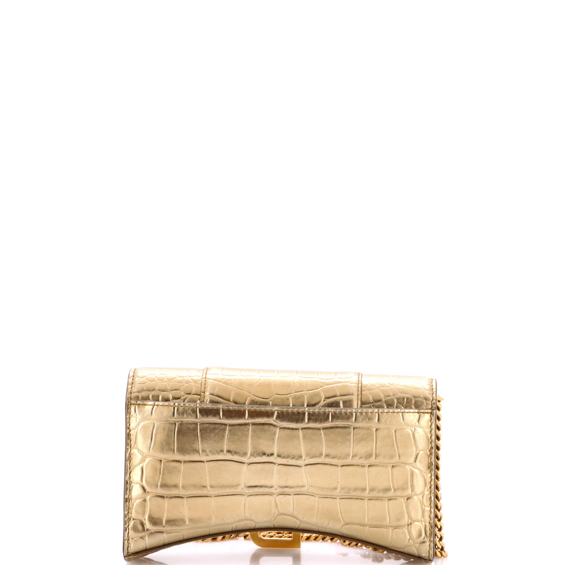 Hourglass Chain Wallet Crocodile Embossed Leather - Image 3