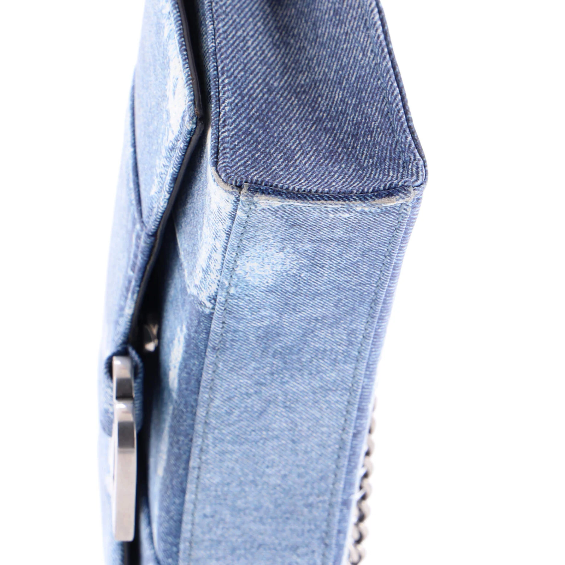 Hourglass Chain Wallet Denim Printed Leather - Image 6
