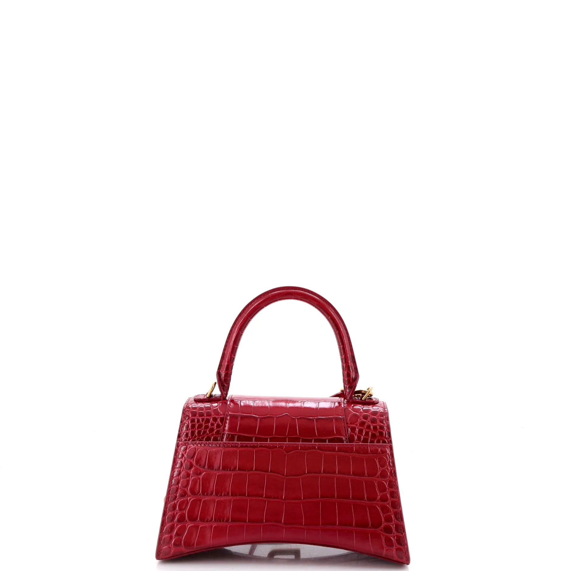Hourglass Top Handle Bag Crocodile Embossed Leather Small - Image 3