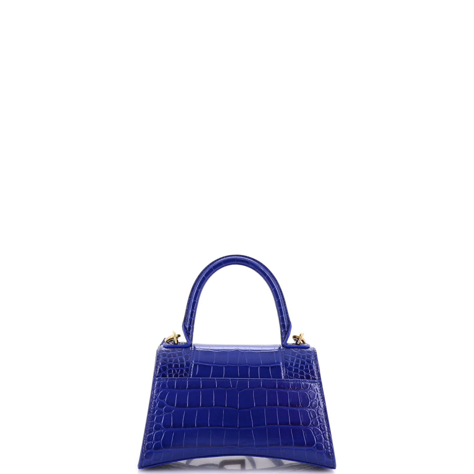 Hourglass Top Handle Bag Crocodile Embossed Leather Small - Image 3