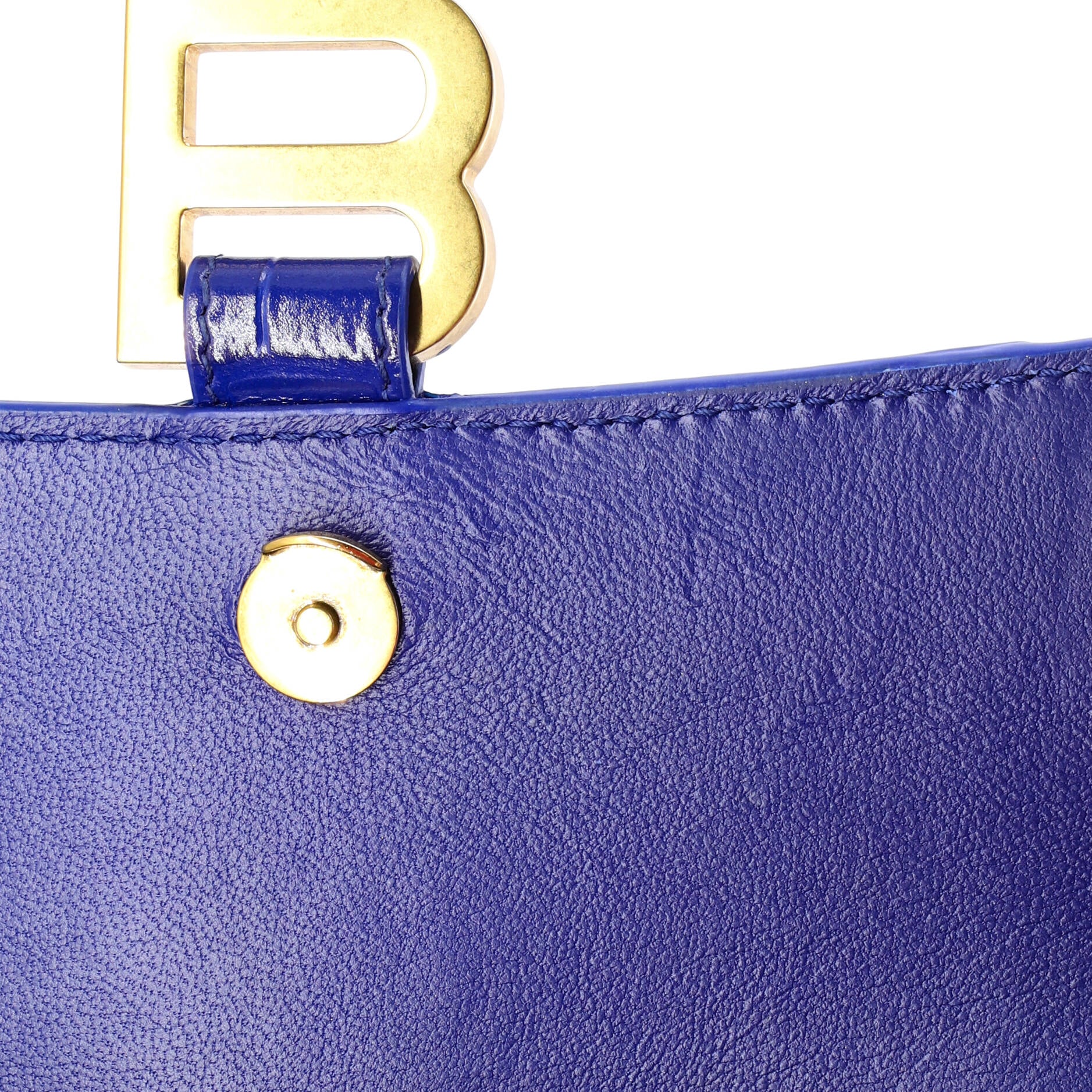 Hourglass Top Handle Bag Crocodile Embossed Leather Small - Image 6