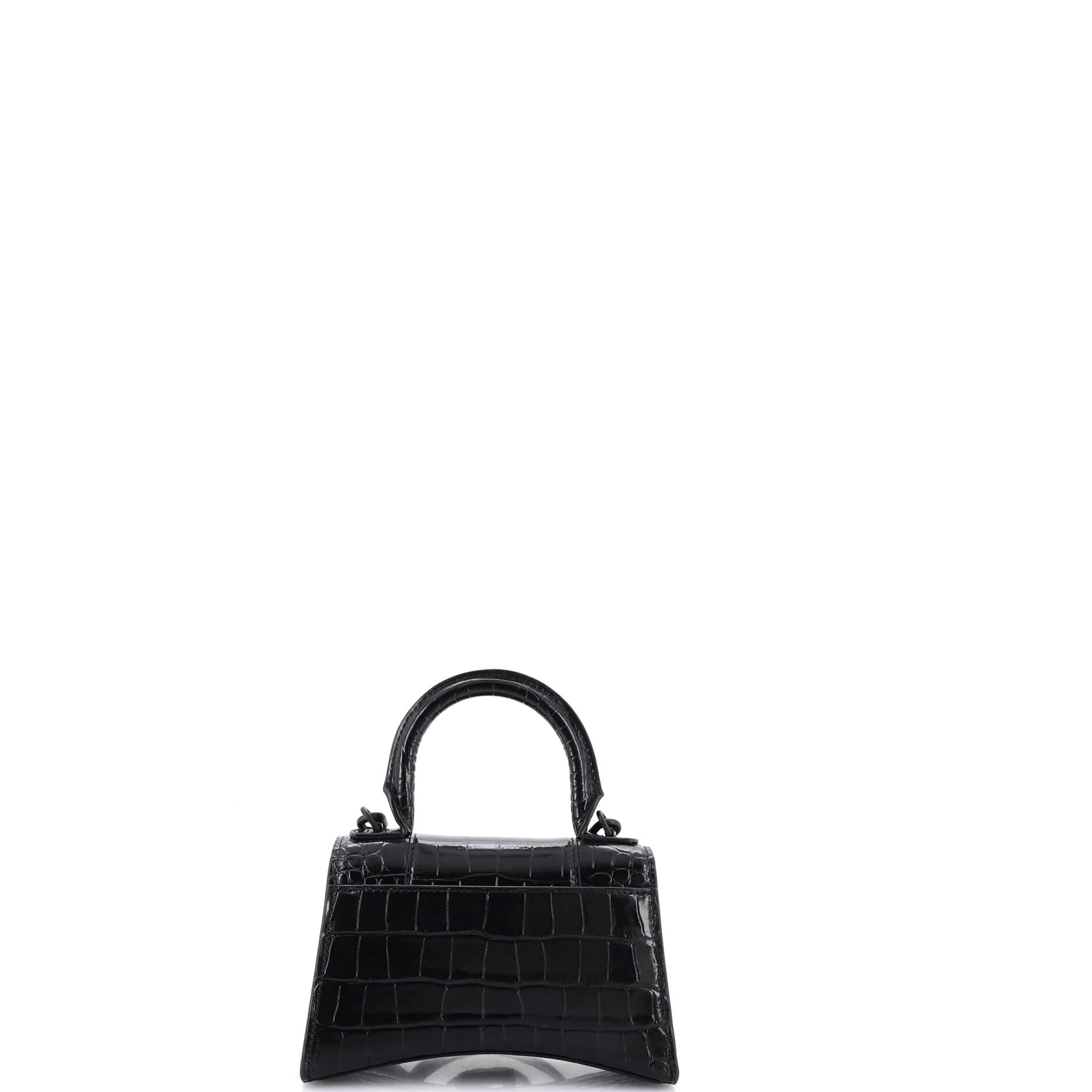 Hourglass Top Handle Bag Crocodile Embossed Leather XS - Image 3