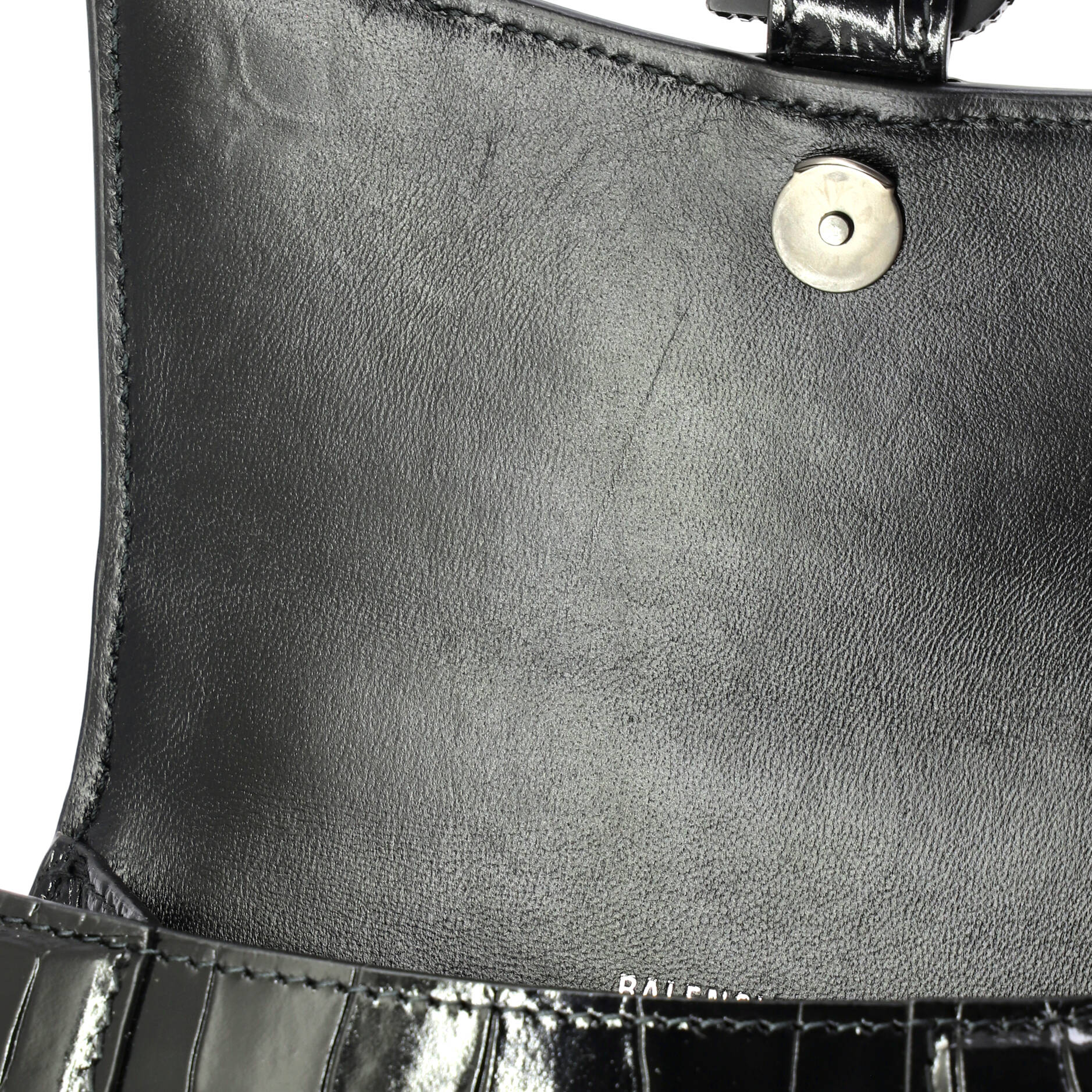 Hourglass Top Handle Bag Crocodile Embossed Leather XS - Image 6