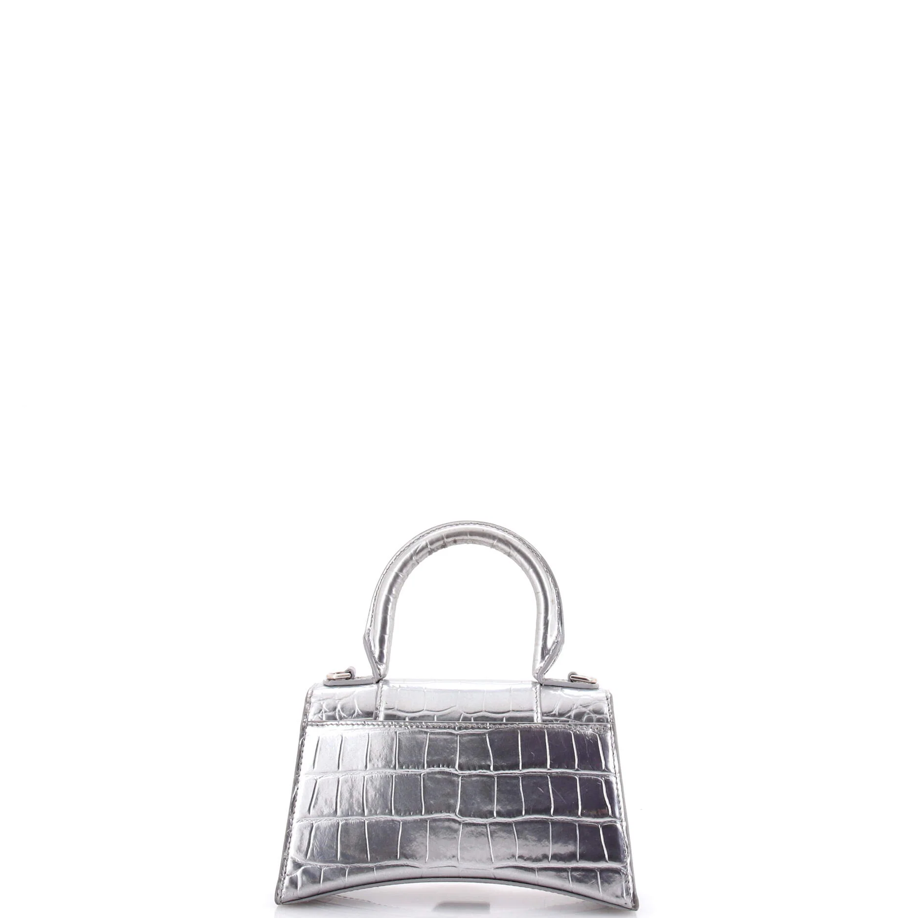 Hourglass Top Handle Bag Crocodile Embossed Leather XS - Image 3