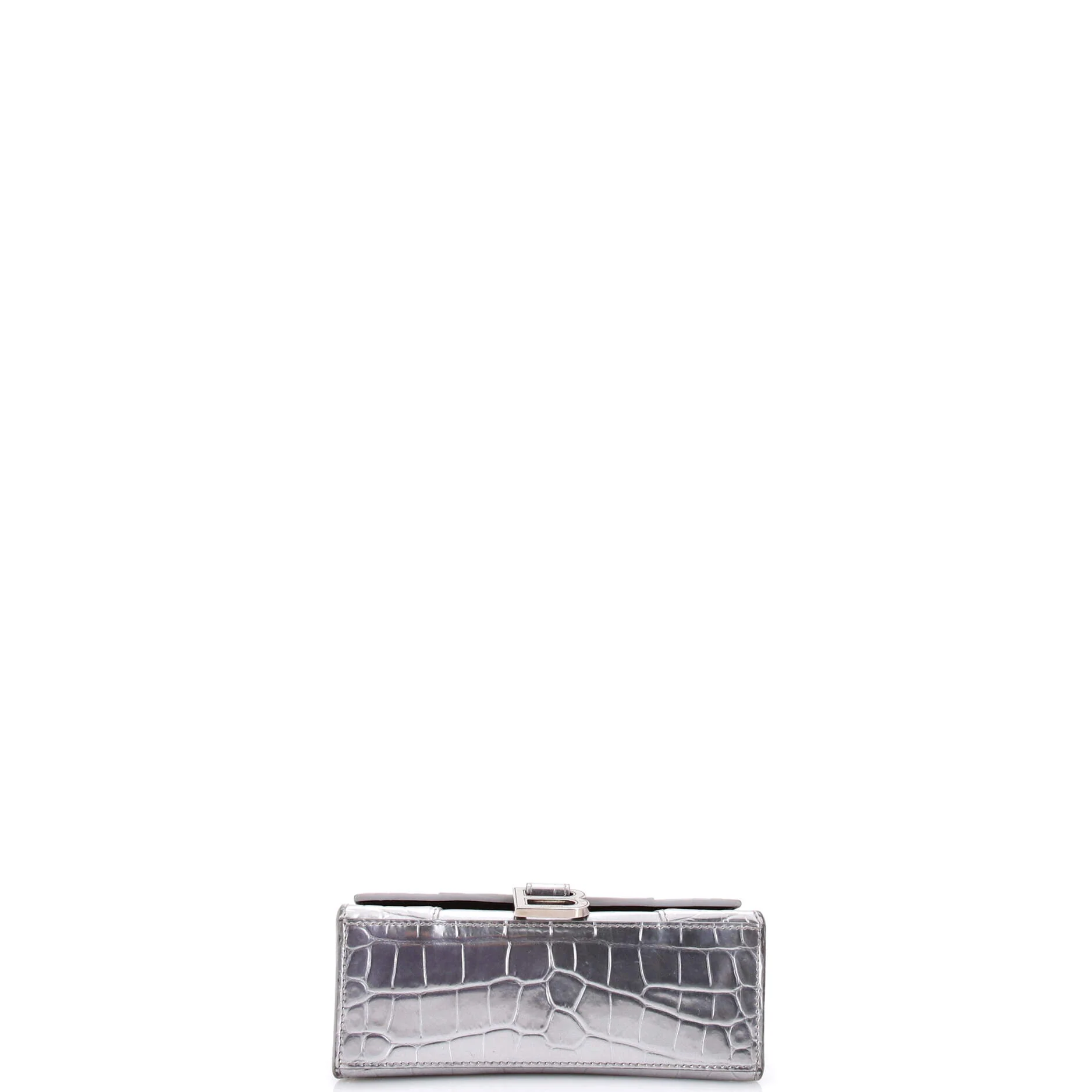Hourglass Top Handle Bag Crocodile Embossed Leather XS - Image 4