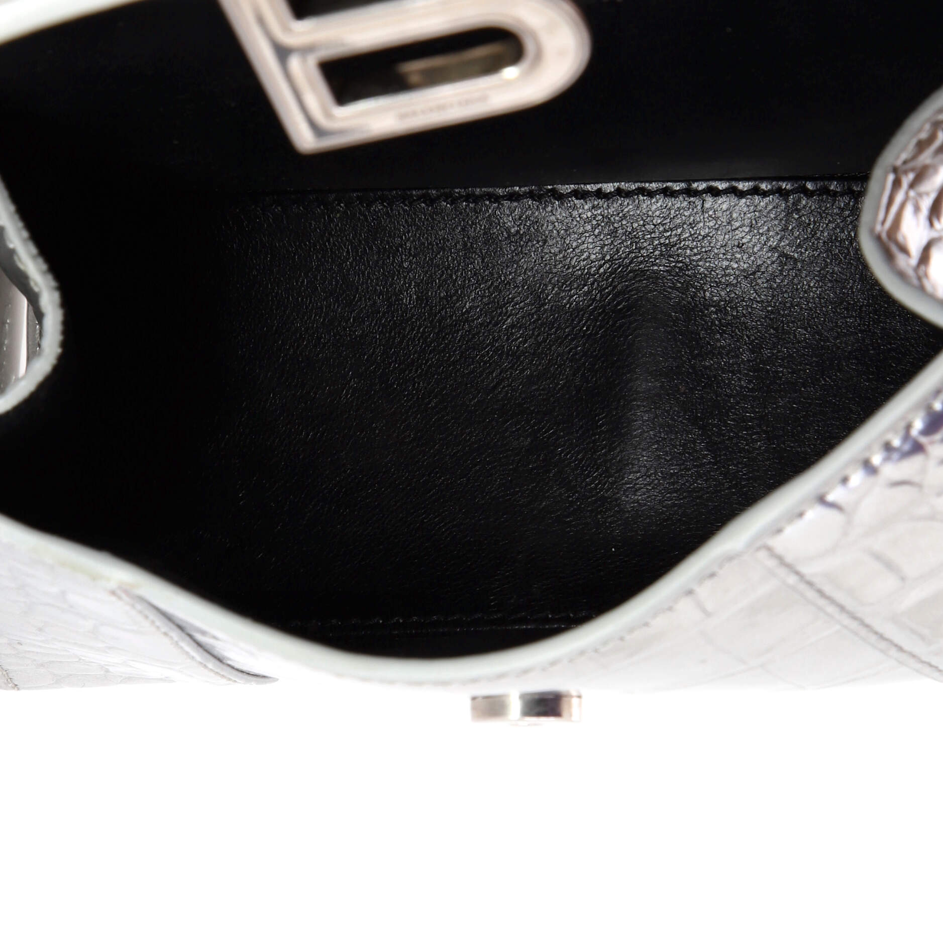 Hourglass Top Handle Bag Crocodile Embossed Leather XS - Image 5
