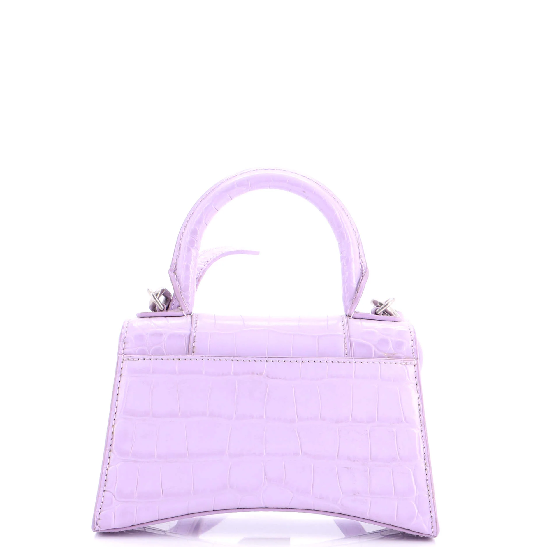 Hourglass Top Handle Bag Crocodile Embossed Leather XS - Image 3