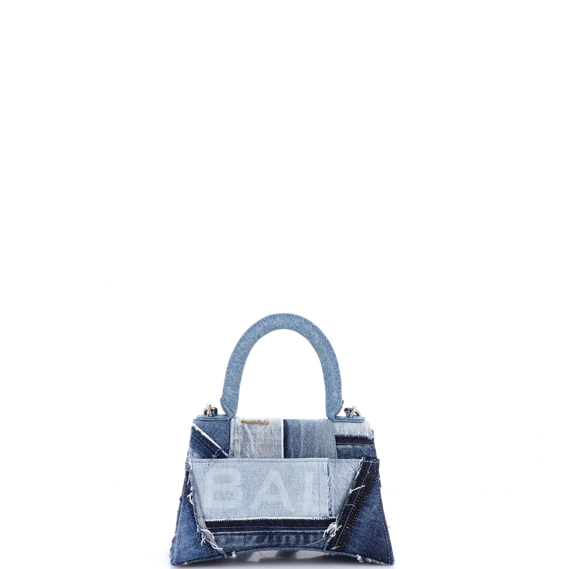 Hourglass Top Handle Bag Patchwork Denim Small - Image 3