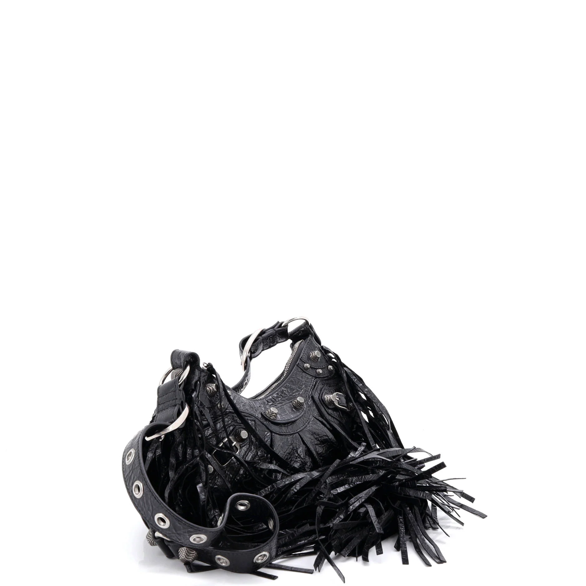 Le Cagole Giant Studs Fringe Shoulder Bag Leather XS - Image 3