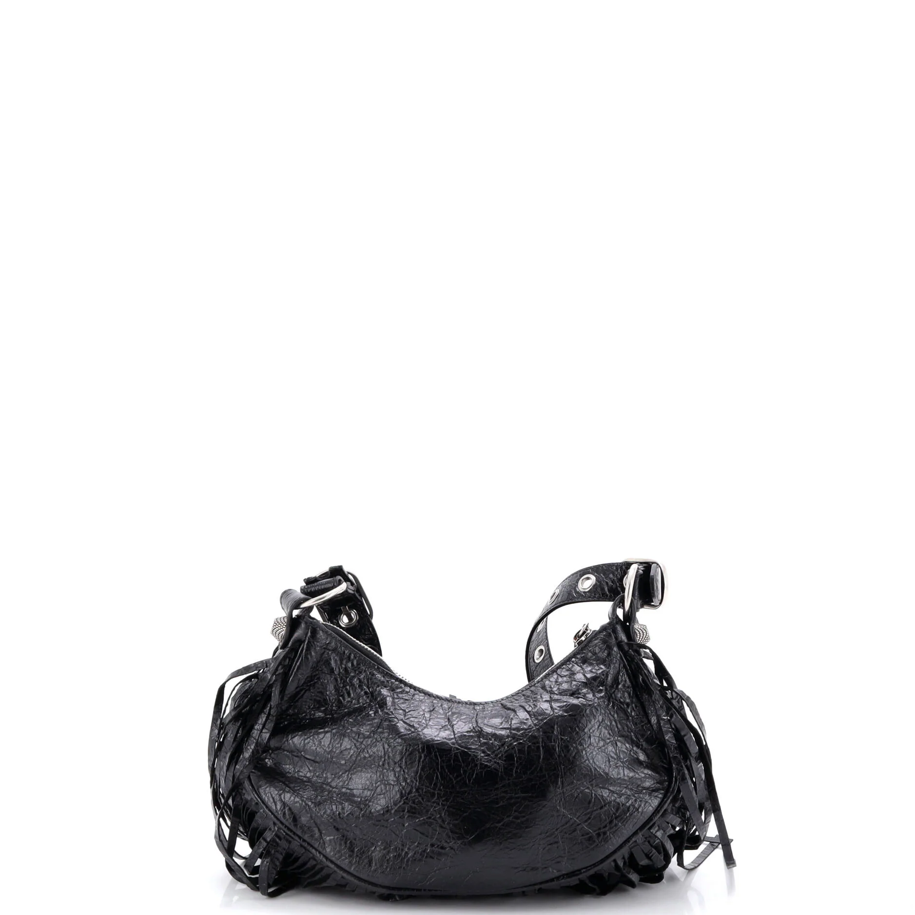 Le Cagole Giant Studs Fringe Shoulder Bag Leather XS - Image 4