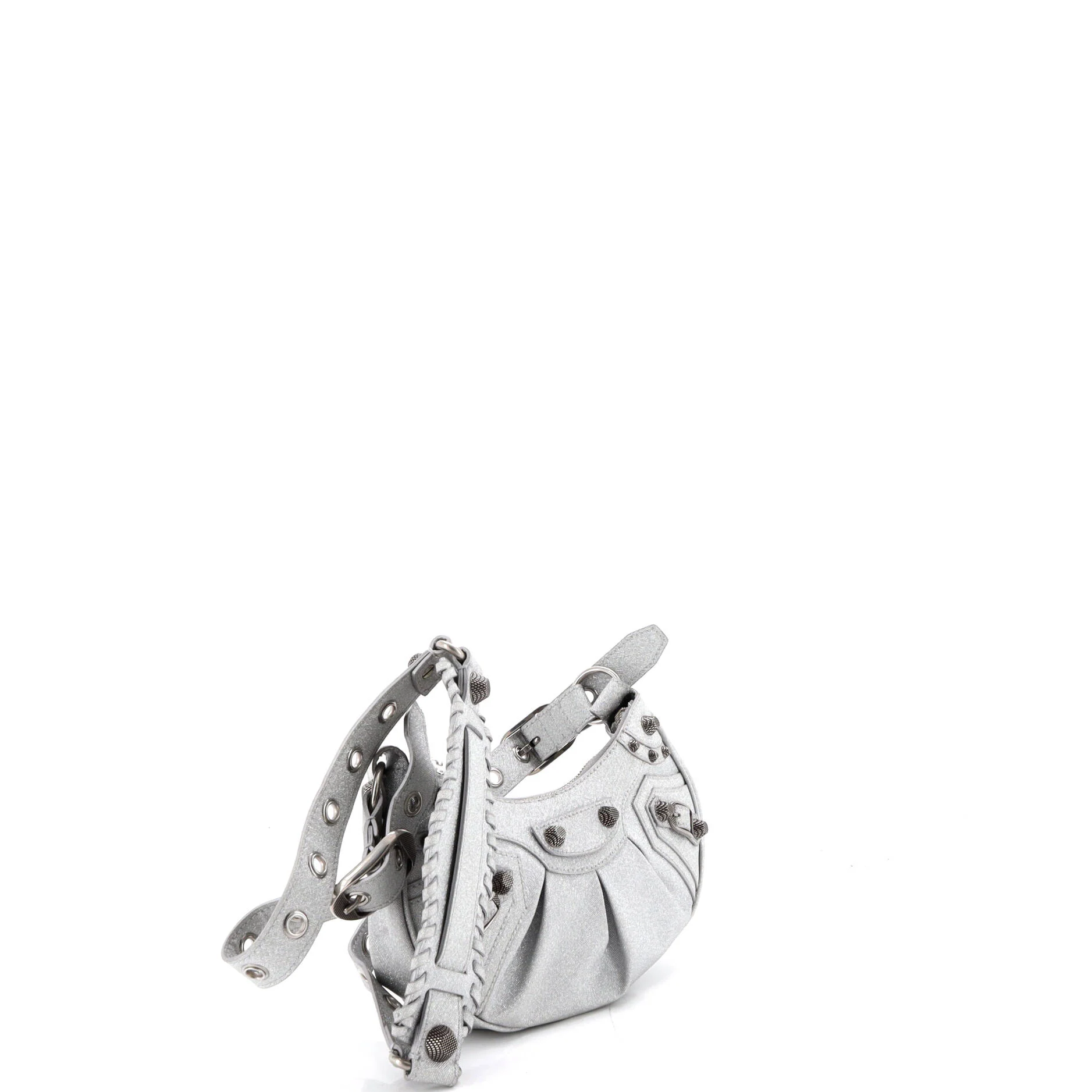 Le Cagole Giant Studs Shoulder Bag Glitter Leather XS - Image 3