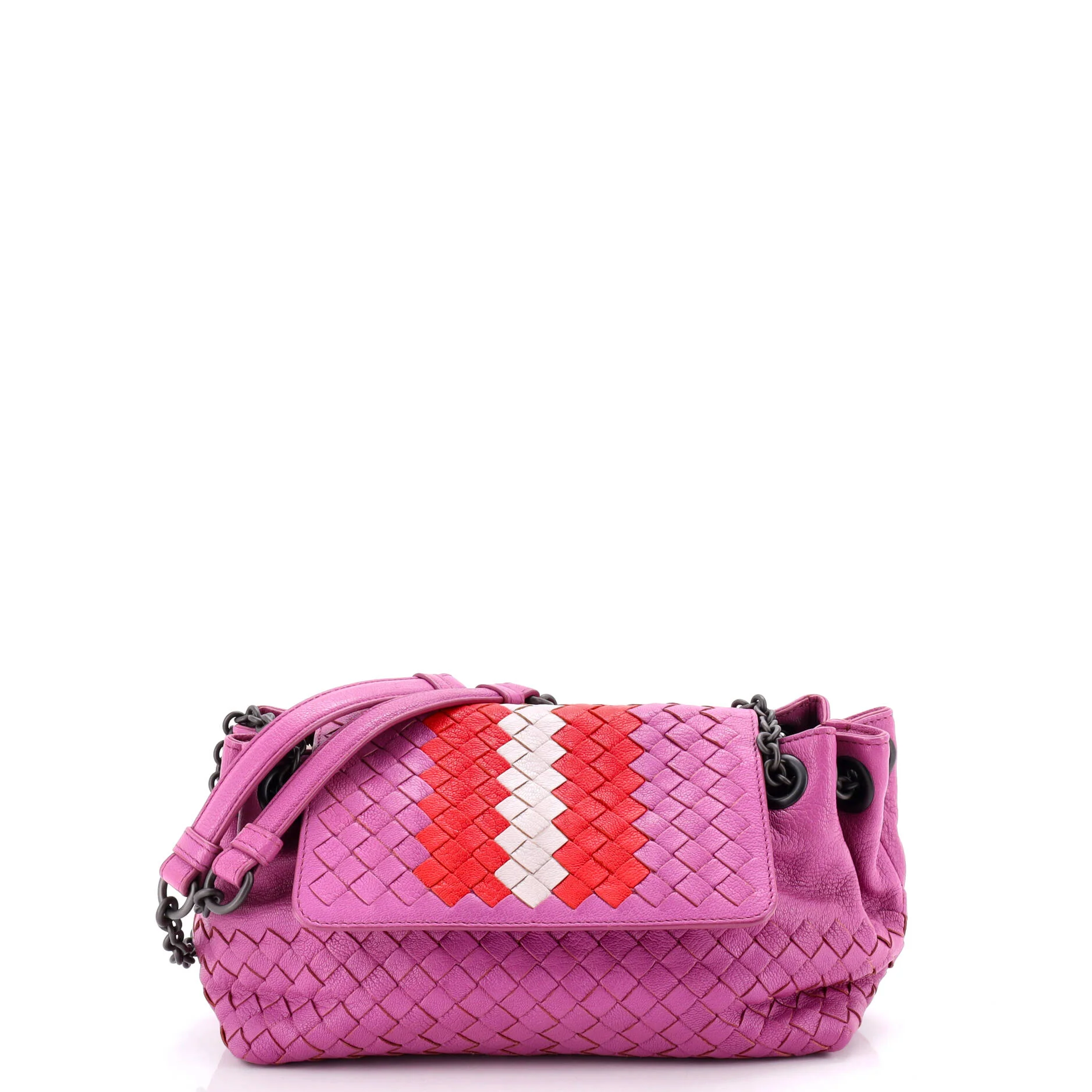 Accordion Flap Chain Shoulder Bag Intrecciato Nappa Mini