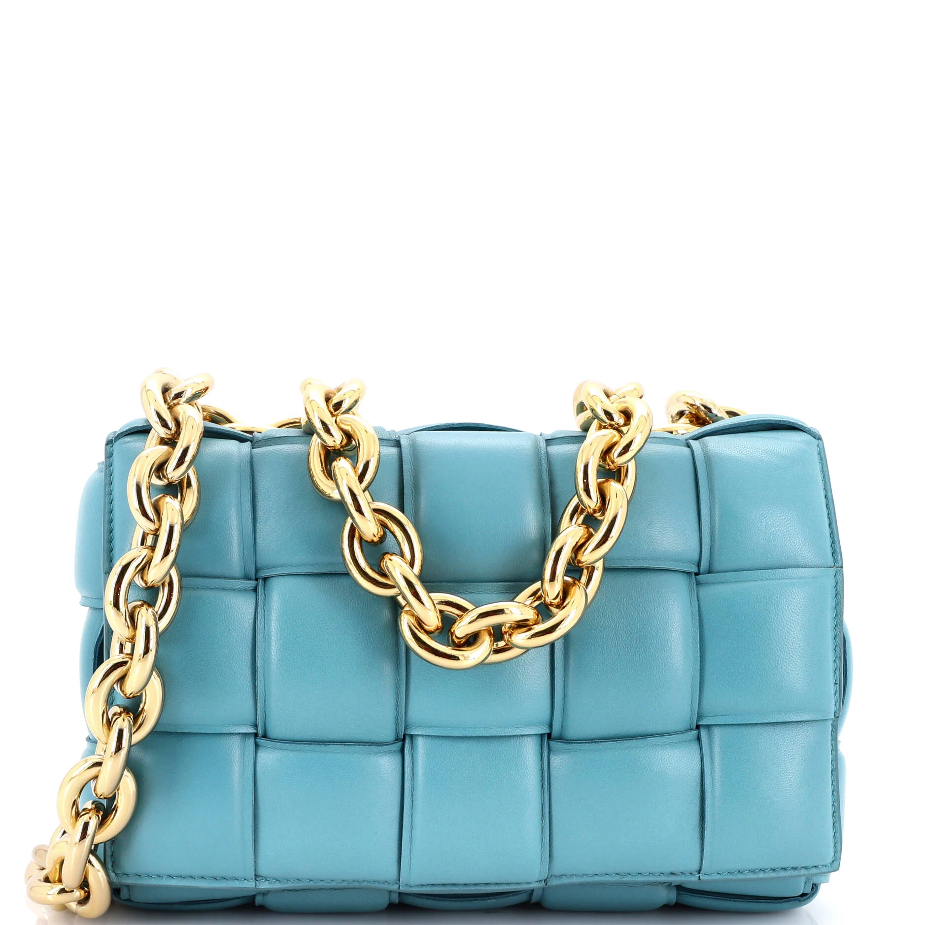 Cassette Chain Crossbody Bag Padded Maxi Intrecciato Leather